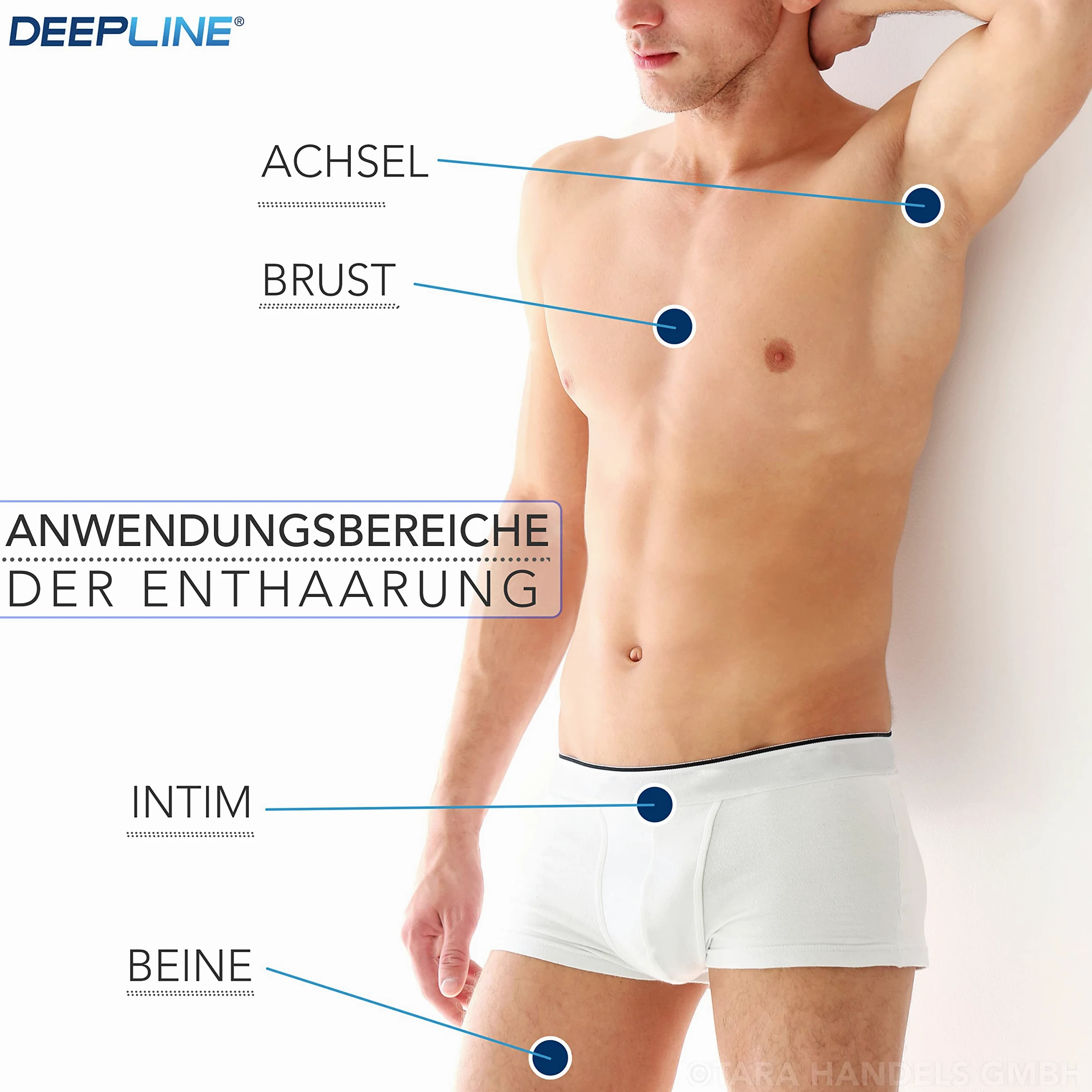 Deepline Krem do depilacji okolic intymnych, 100 ml, skuteczny krem do depilacji intymnej dla mężczyzn z aloesem i masłem shea, testowany dermatologicznie, dla długotrwałych rezultatów