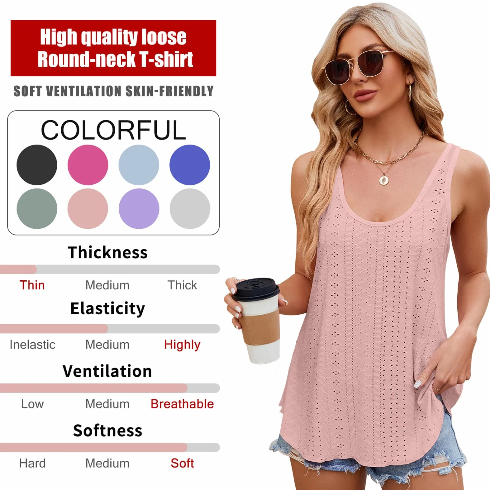 Tank Top damska letnia koszulka na ramiączkach, damska bluzka bez rękawów, lekka, elegancka, podkoszulek damski, luźny, okrągły dekolt, koszulka damska typu Camisole, S-XX