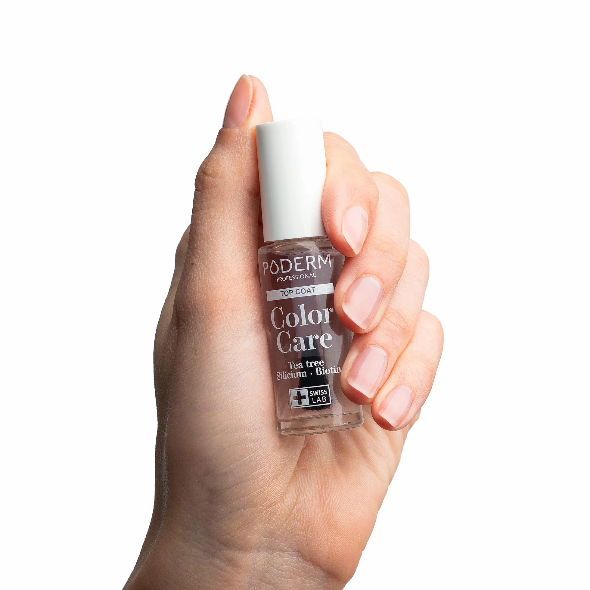 SWISS LAB TOP COAT Błyszczący TEA TREE długotrwała trwałość koloru żółtych zniszczonych paznokci naturalne wegańskie