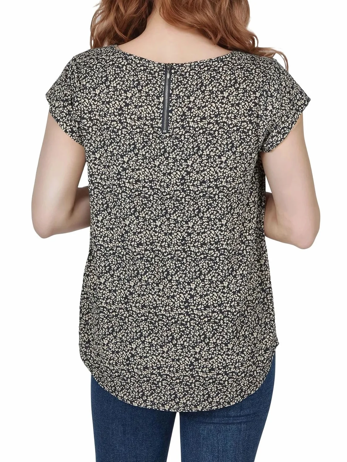 DENIMFY DFAda zestaw 2 koszulek damskich, okrągły dekolt, krótki rękaw, zamek błyskawiczny, basic, jednokolorowy, czarny, różowy, zielony, granatowy, S, M, L, XL, XXL