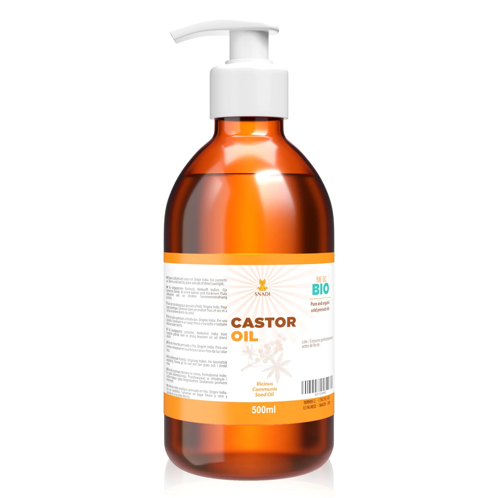 Czysty BIO Olej Rycynowy 500 ml Tłoczony na Zimno Nawilżający do Suchej Skóry i Włosów Castor Oil