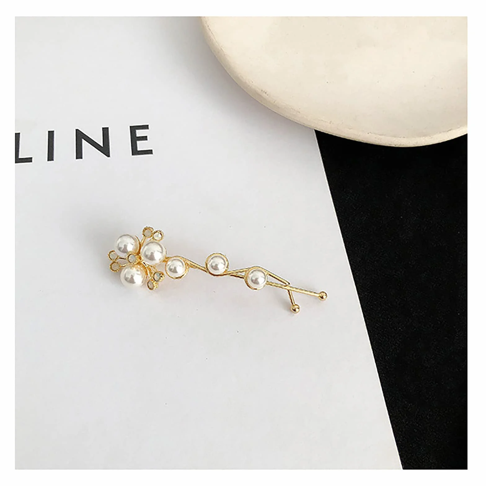 Perla Spinca Do Włosów Vintage Perła Klip Barrette Ślub Perła Rhinestone Bobby Clip Złota Perła Spinki Do Włosów Ozdabianie Nakrycia Głowy Hairclip Biżuteria Dla Kobiet I Dziewcząt Gifts(1PCS