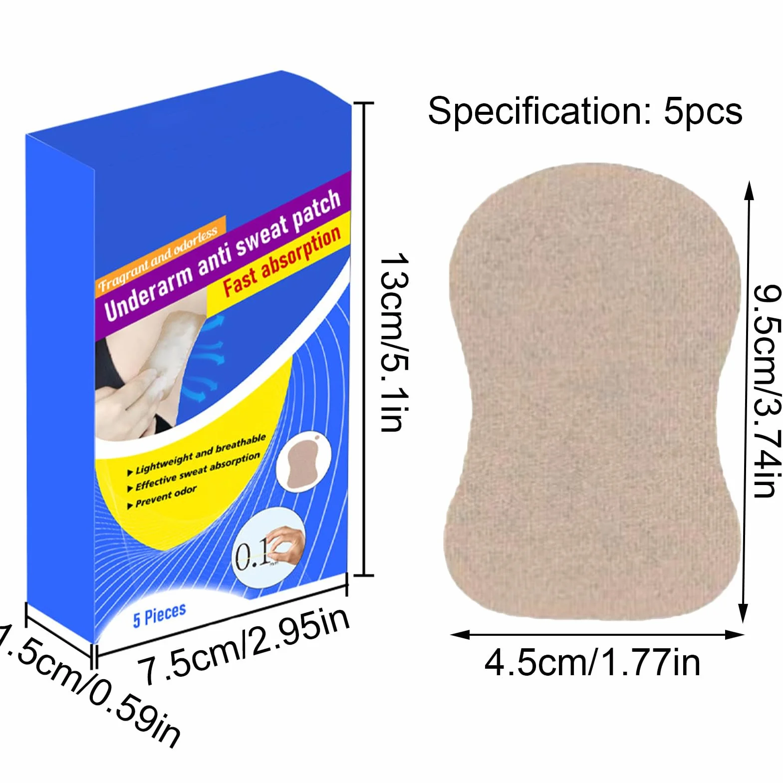 Wk?adki przeciwpotowe pod pachami Niewidoczne, Wk?adki przeciwpotowe pod pachami dla kobiet,Efektywne 5 sztuk podpasek przeciwpotowych | Sweat Guard Soft redukuje nieprzyjemny zapach,