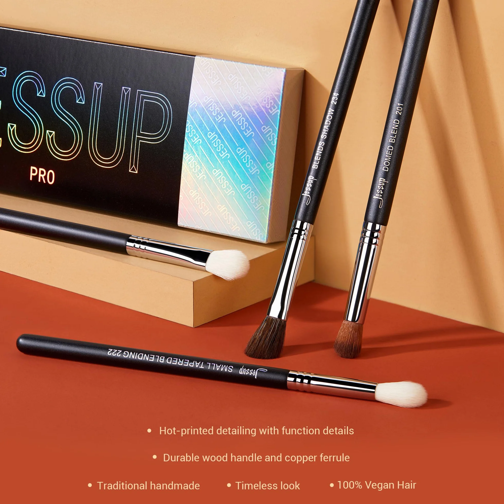 Jessup Pędzle do oczu Profesjonalny zestaw pędzli gradientowych 13 szt. Zestaw pędzli do makijażu oczu Premium Smoky Blender Precision Crease Definer Pencil Black Silver T338