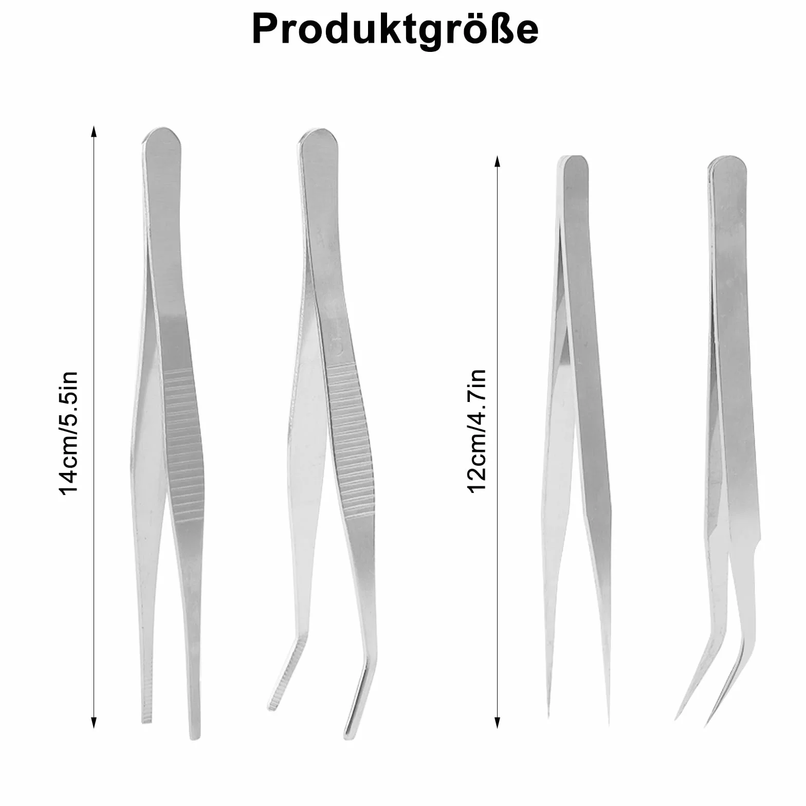4 zakrzywione pęsety, 14 cm, 2 tępe pęsety ze stali nierdzewnej 12 cm, naprawa ręczna, maszyny do szycia, biżuteria