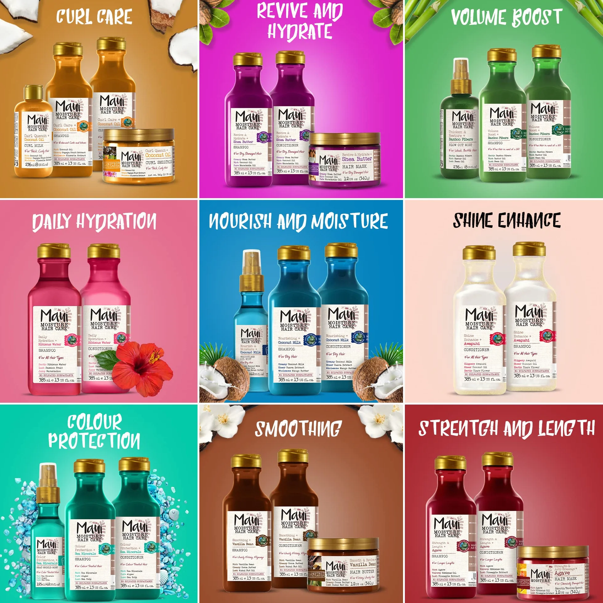 Maui Moisture Pielęgnacja włosów, Curl Quench+, olej kokosowy, szampon do włosów gęstych i kręconych, 385 ml (opakowanie może się różnić)