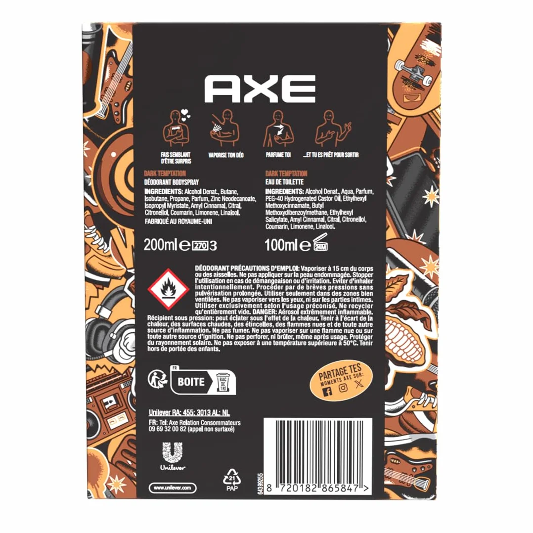 Axe Zestaw męski Dezodorant Woda toaletowa Dark Temptation x1