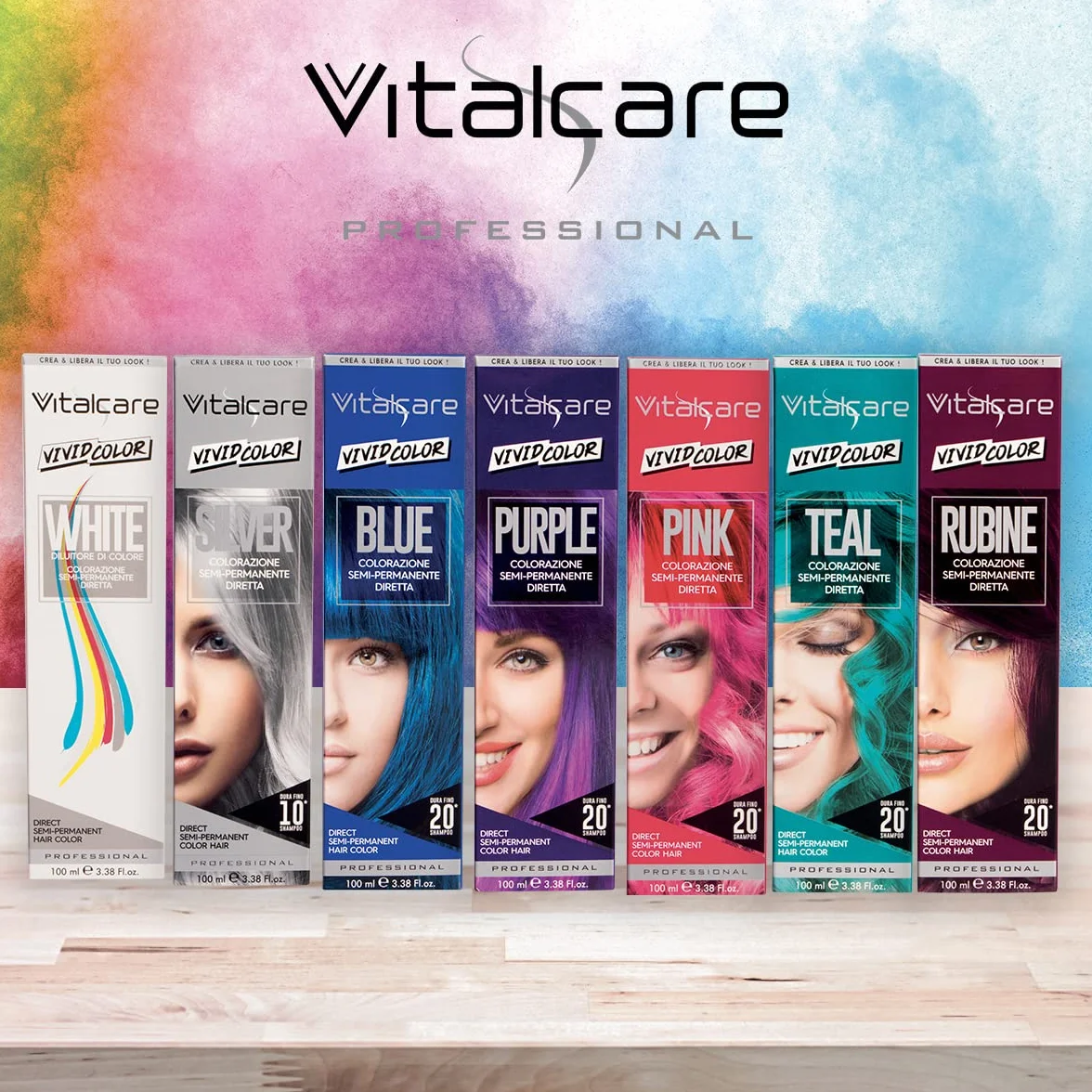 Vitalcare | Vivid - półtrwałe, farbowane włosy, bezpośrednie, miękkie, nawilżone i jasne, kolor Teal