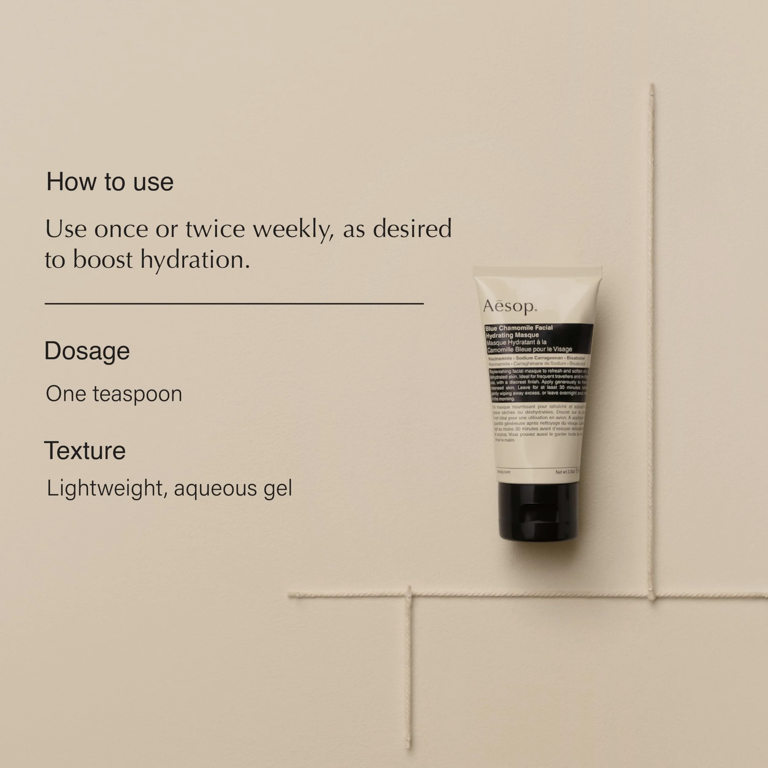 Aesop Blue Ruomile nawilżająca maska na twarz, 500 ml, paraben, bez okrucieństwa i wegańska
