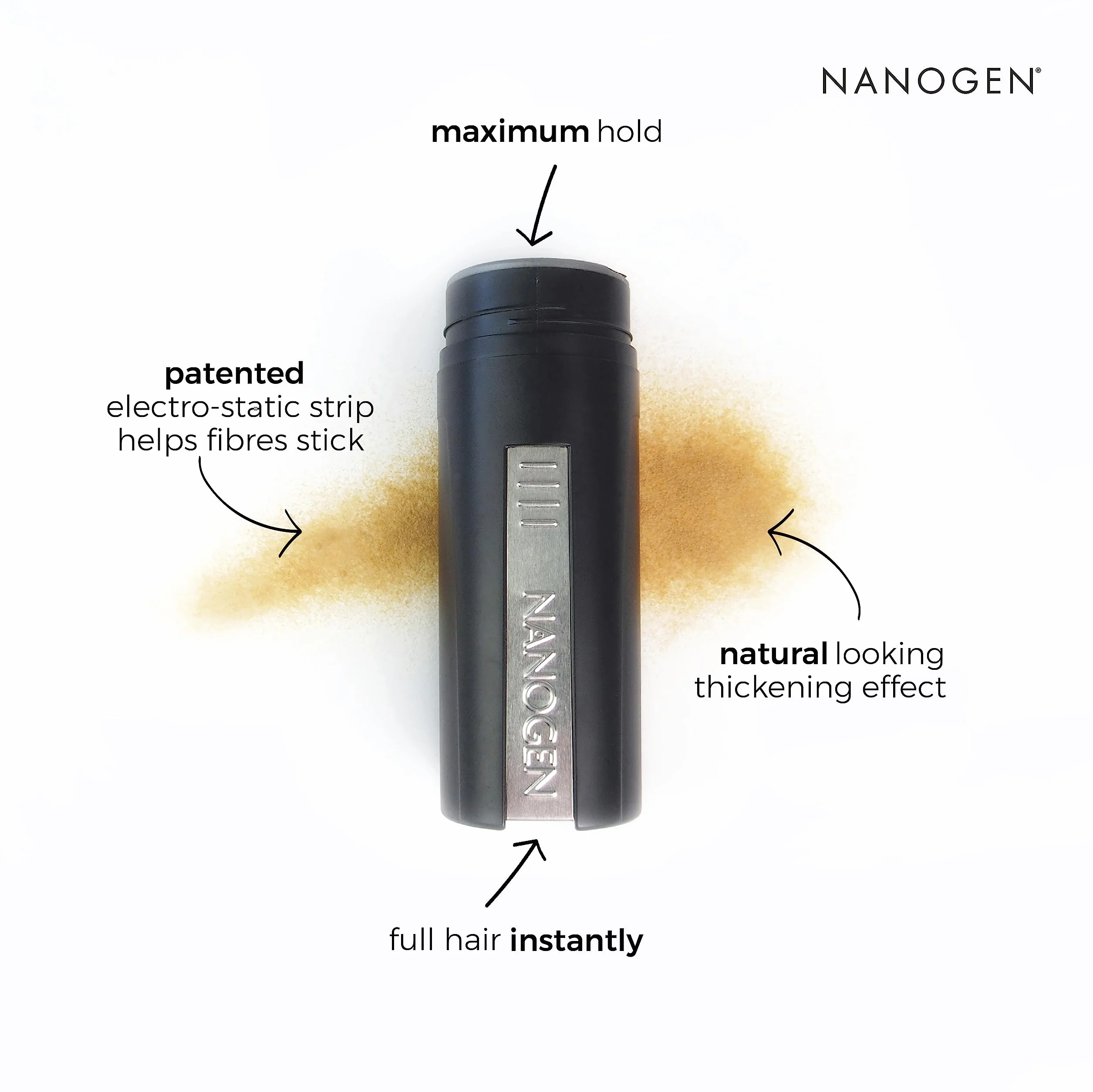 Nanogen Keratin włókna zagęszczające do włosów, 15 g, ciemny blond
