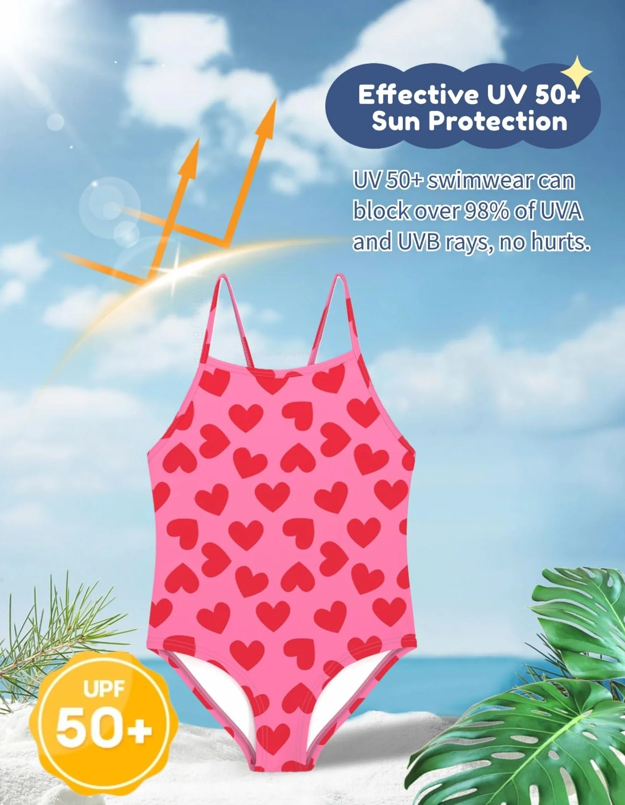 weVSwe Strój kąpielowy dla dziewczynek, jednoczęściowy, miły kostium kąpielowy dla małych dzieci, bez rękawów, bikini dla dzieci w wieku 2-10 lat