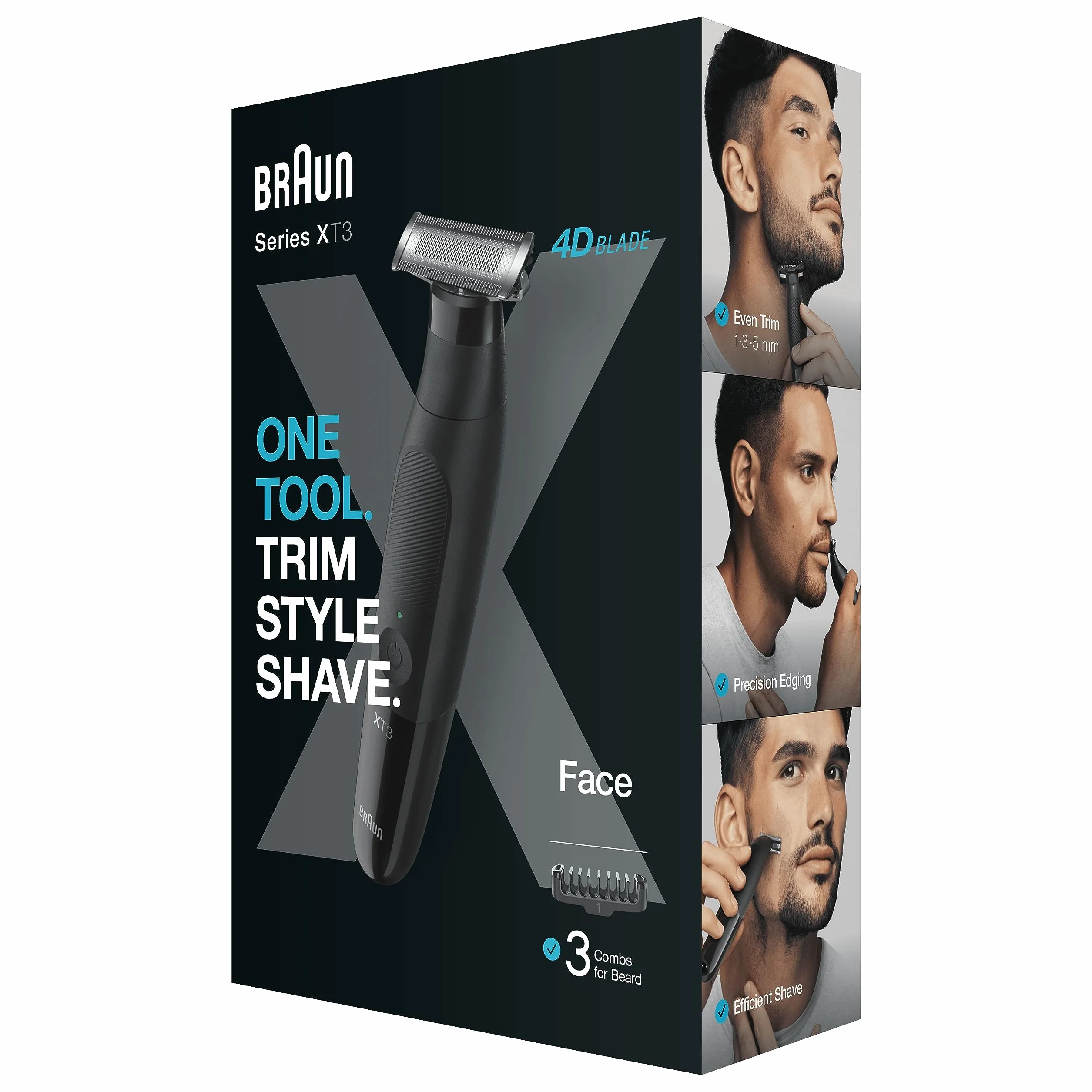 Braun Series X, hybrydowy elektryczny męski trymer do brody i golarka do ciała, Ostrze 4D, SkinShield, wodoodporny, bezprzewodowy XT3100