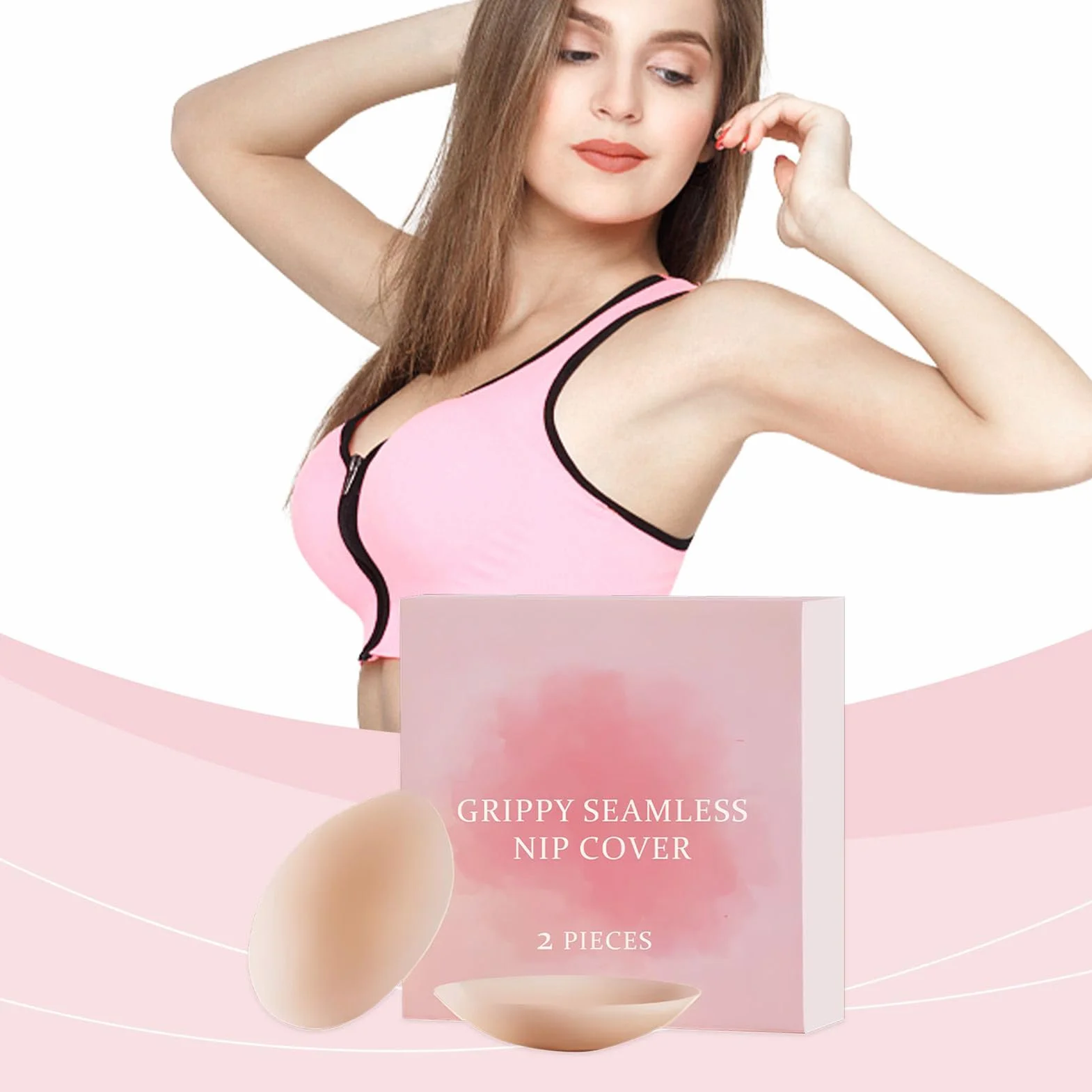 Nipple Covers for Women, Breast Lift Tape, Sweatproof Adhesive Bra, Invisible Sticky Inserts, Ideal for Backless Dresses, Plunging Necklines, Cosplay, Halter Top, Weddings, 8.5x8.5cm Silicone
