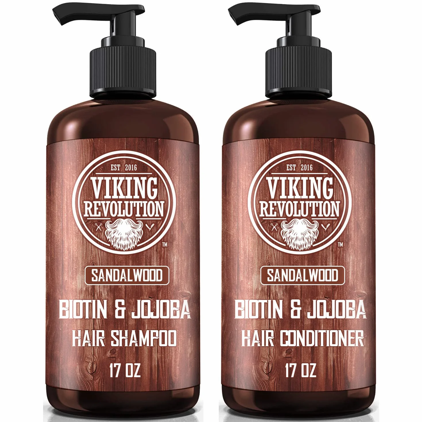 Viking Revolution - Zestaw szamponu i odżywki – 2 x 500 ml – nawilżający i wzmacniający szampon męski – szampon dla mężczyzn i odżywka do włosów z witaminą B5, biotyną i olejkiem jojoba – drzewo