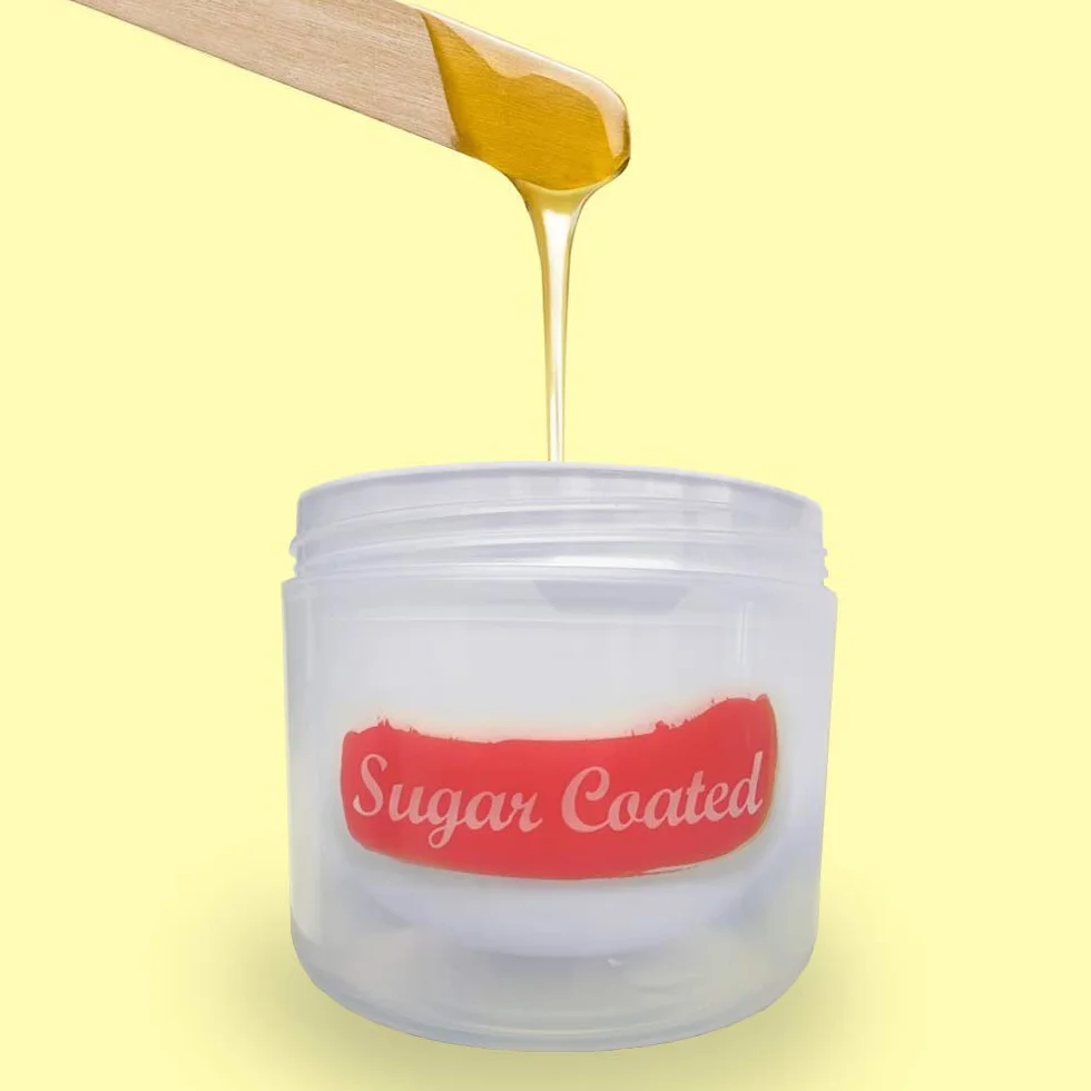 Sugar Coated Hair Removal Wax Kit for Leg Waxing, Sugar Wax for Leg Hair Removal with Wax Strips, Gentle and Non-Damaging Waxing Kit, Contains Essential Rosehip Oil to Moisturise Skin 200g