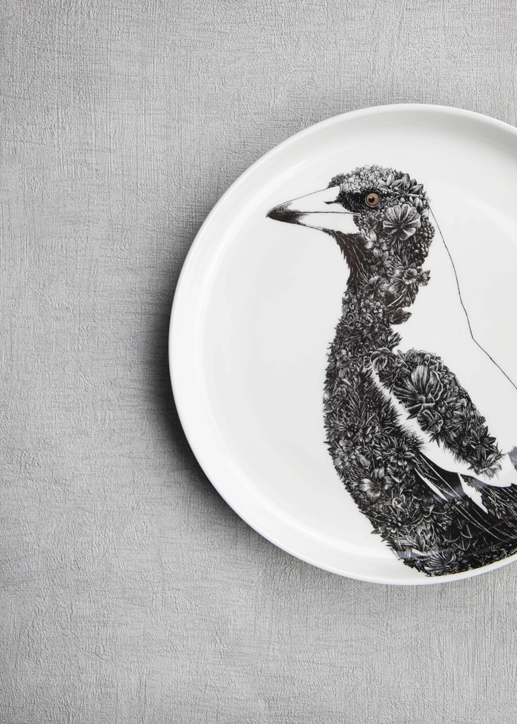 Maxwell & Williams Marini Ferlazzo Birds Dekoracyjna płyta boczna z australijskim wzorem sroki, pudełko na prezent, delikatna porcelana, biała, 20 cm