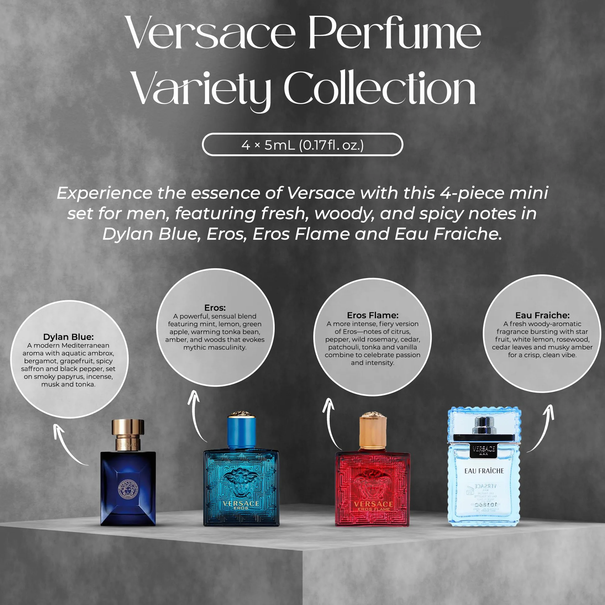 Versace Pour Homme miniaturowe zapachy, dla mężczyzn, 4 x 5 ml