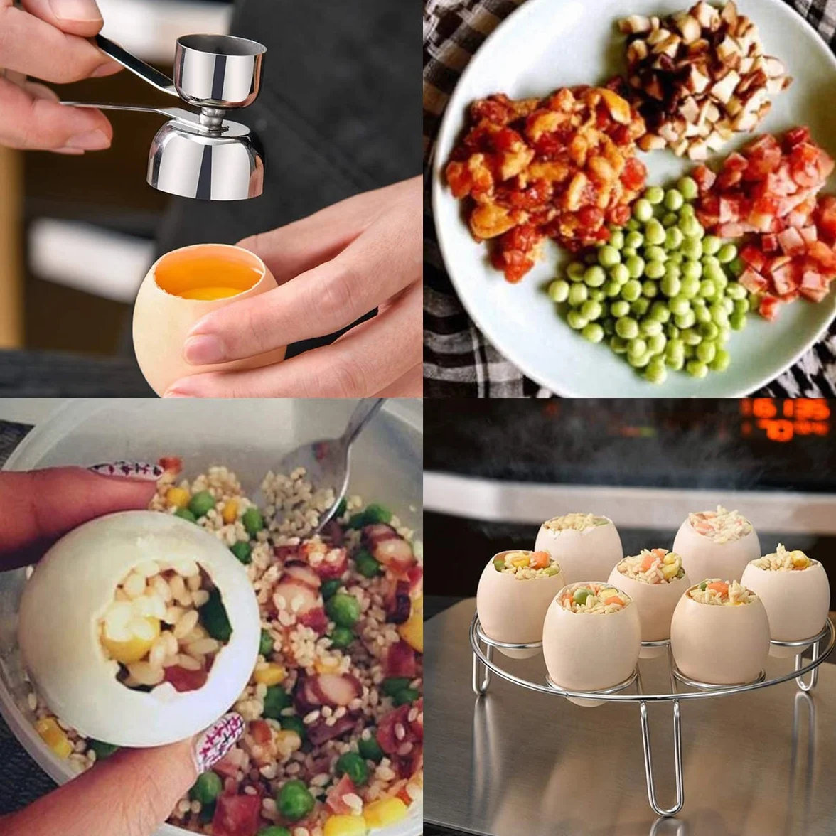 Stalowy otwieracz do jajek, nóż do jajek ze stali nierdzewnej, separator białek jajek, nóż do jajek ze stali nierdzewnej, pojedyncze przybory kuchenne do jajek na twardo (srebrny)