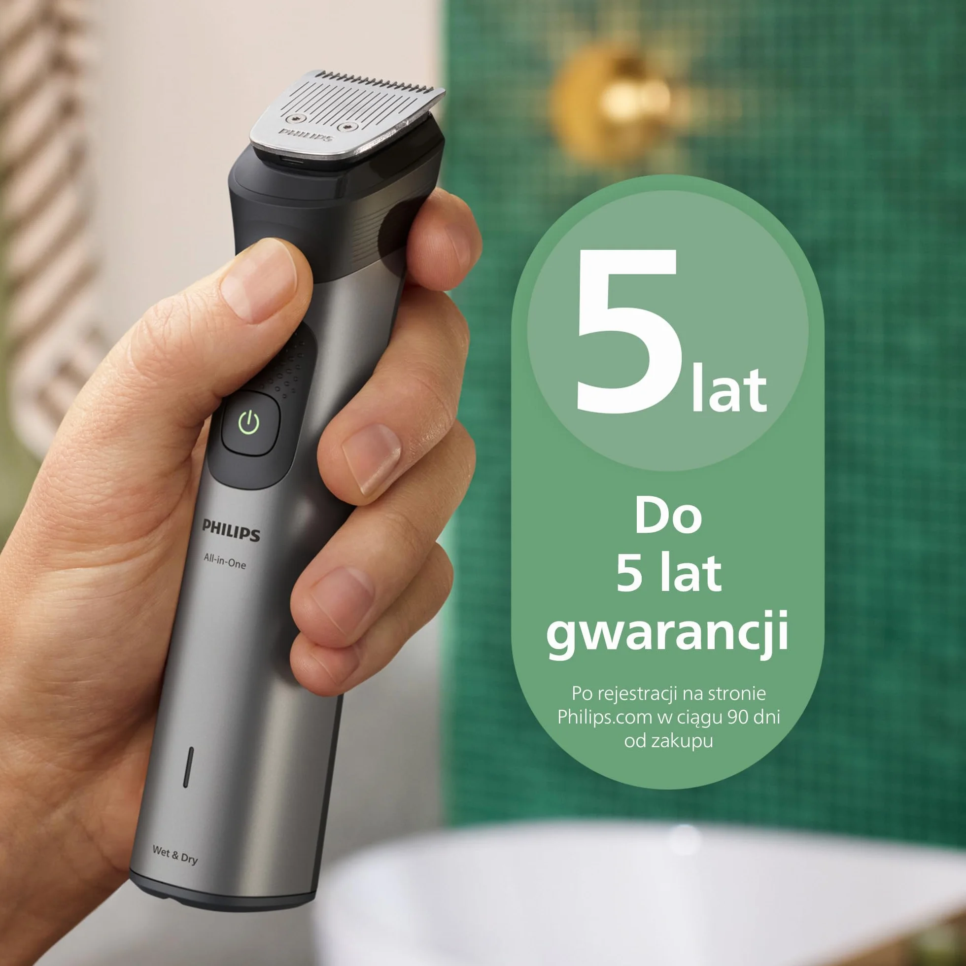 17-elementowy trymer Philips Multigroom All-in-One z serii 7000: trymer do twarzy, głowy i ciała, samoostrzące się metalowe ostrza, 26 ustawień długości (0,5-20 mm), model MG7961/15