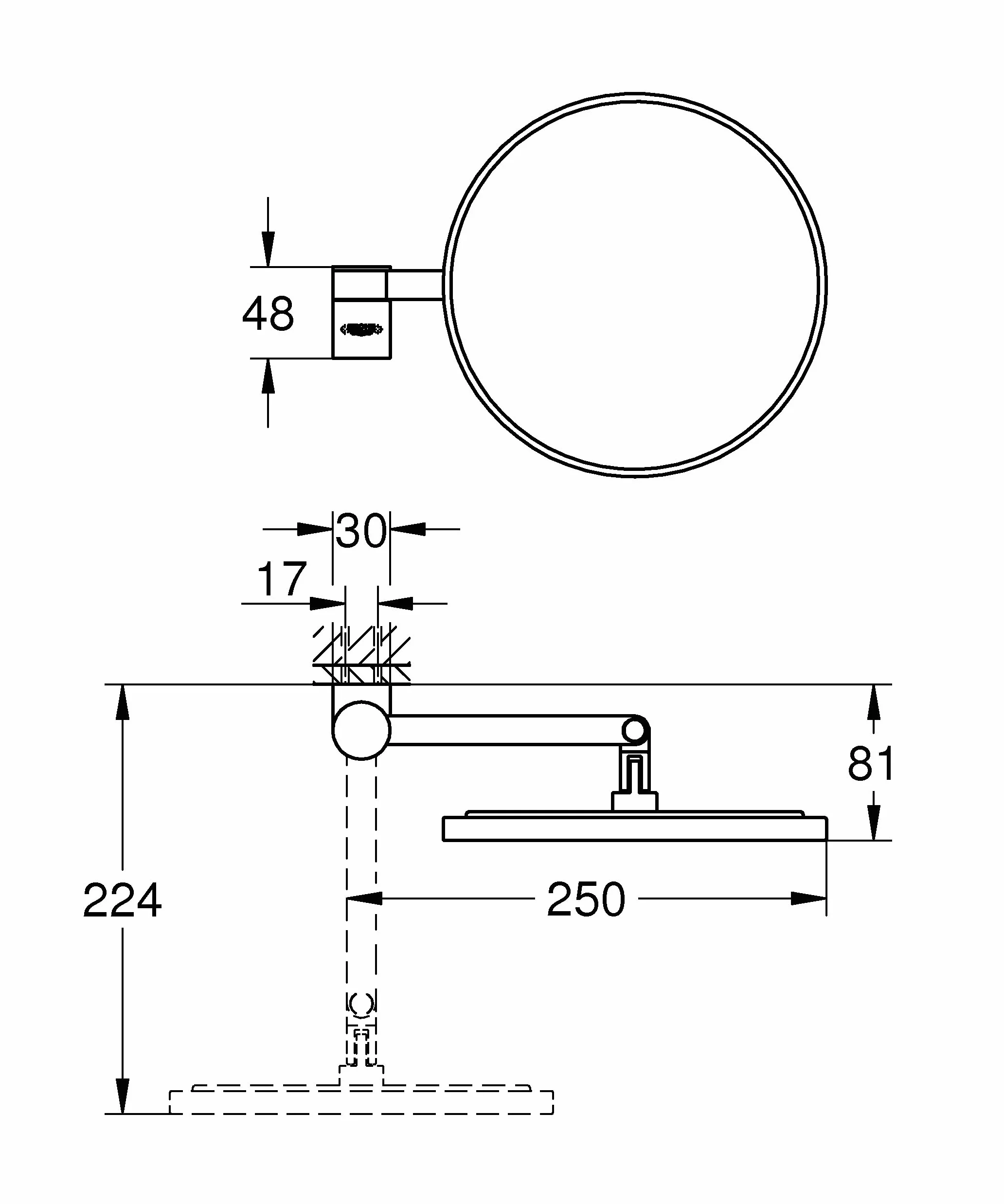 GROHE Selection lusterko kosmetyczne 7-krotne powiększenie nikiel szczotkowany