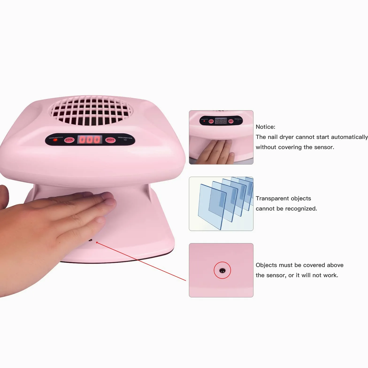 Air Nail Dryer suszarka do paznokci z automatycznym czujnikiem, 300 W timing Air Nail Fan suszarka do włosów dla obu dłoni i stóp, ciepła i chłodna suszarka do normalnego lakieru do paznokci, do domu i salonu