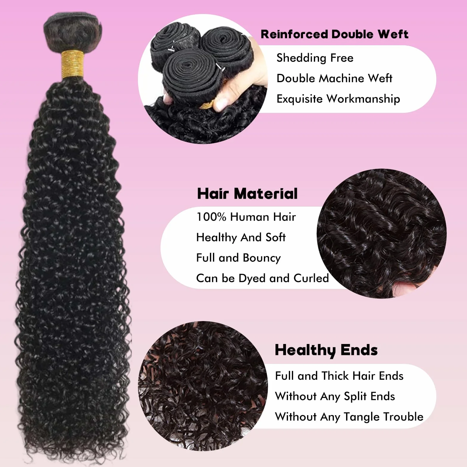 Brazilian Virgin Human Hair Double Weft Weave Extensions 12 14 16inch Natural Color