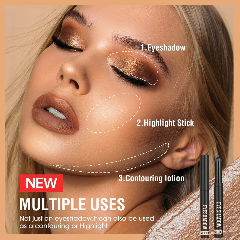 Cienie do powiek w sztyfcie, 8 * 2g Zestaw ołówków do cieni do powiek z brokatem i matowym, Eye Shadow Stick w kremie, łatwy w użyciu, tworzy kredki do oczu i długotrwały makijaż oczu (zestaw C)