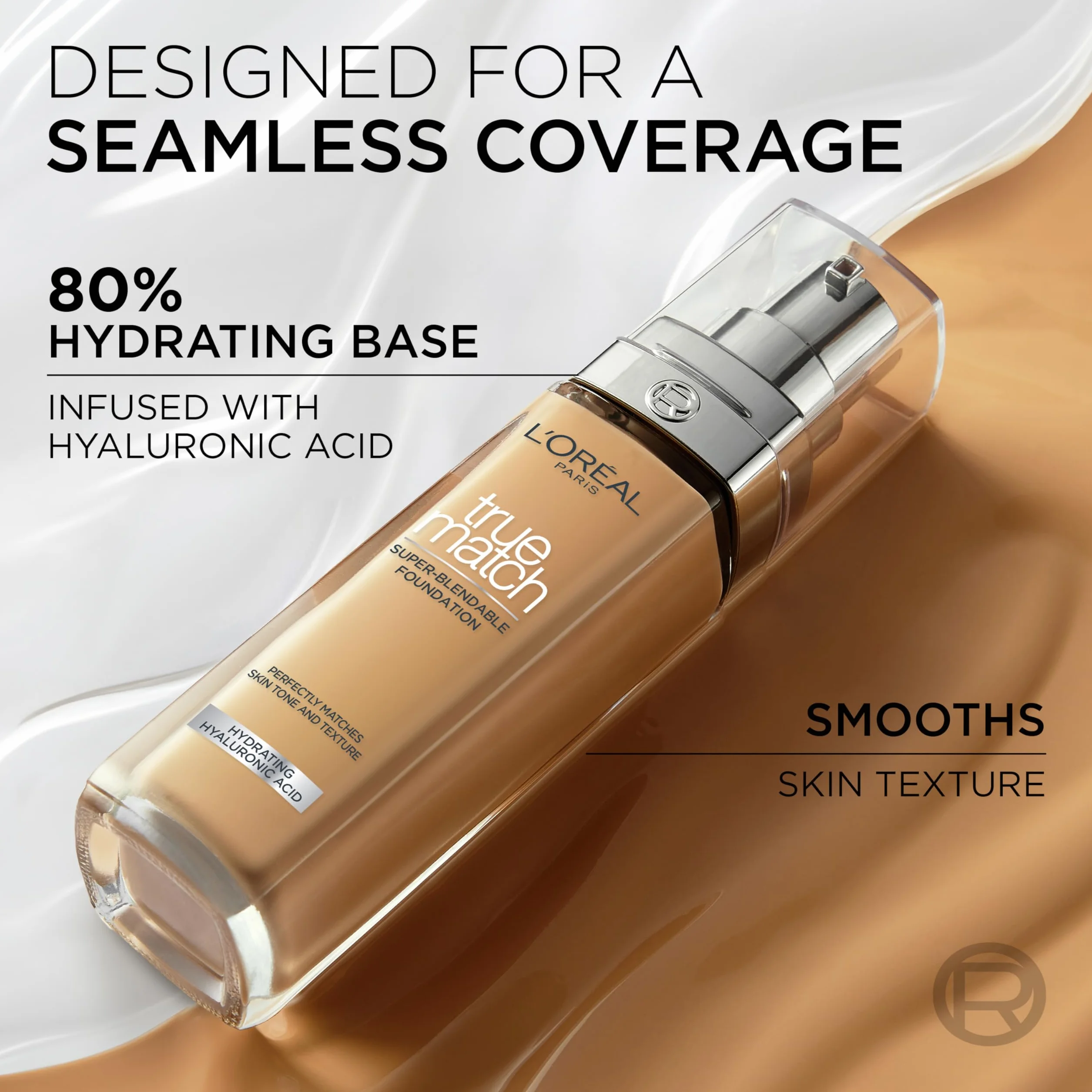 L'Oréal Paris True Match trwały podkład do twarzy w płynie, pielęgnujący z kwasem hialuronowym, SPF 17, 5.N Sand, 30 ml