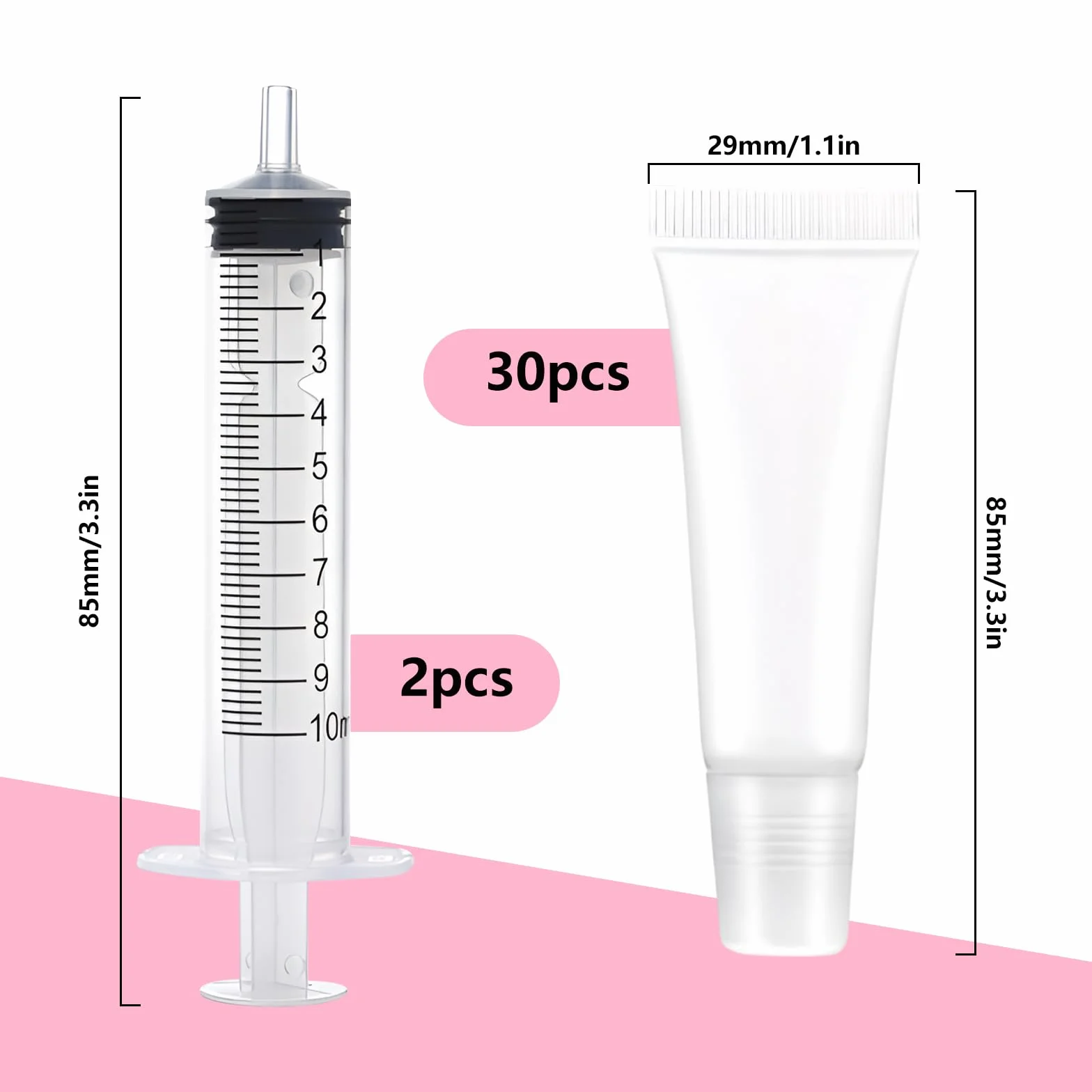 32 sztuki pustych tubek na balsam do ust, 10 ml, pusta tubka, do wielokrotnego napełniania, przezroczysta tubka balsam do ust, balsam do ust do szamponu, balsamu do błyszczyków