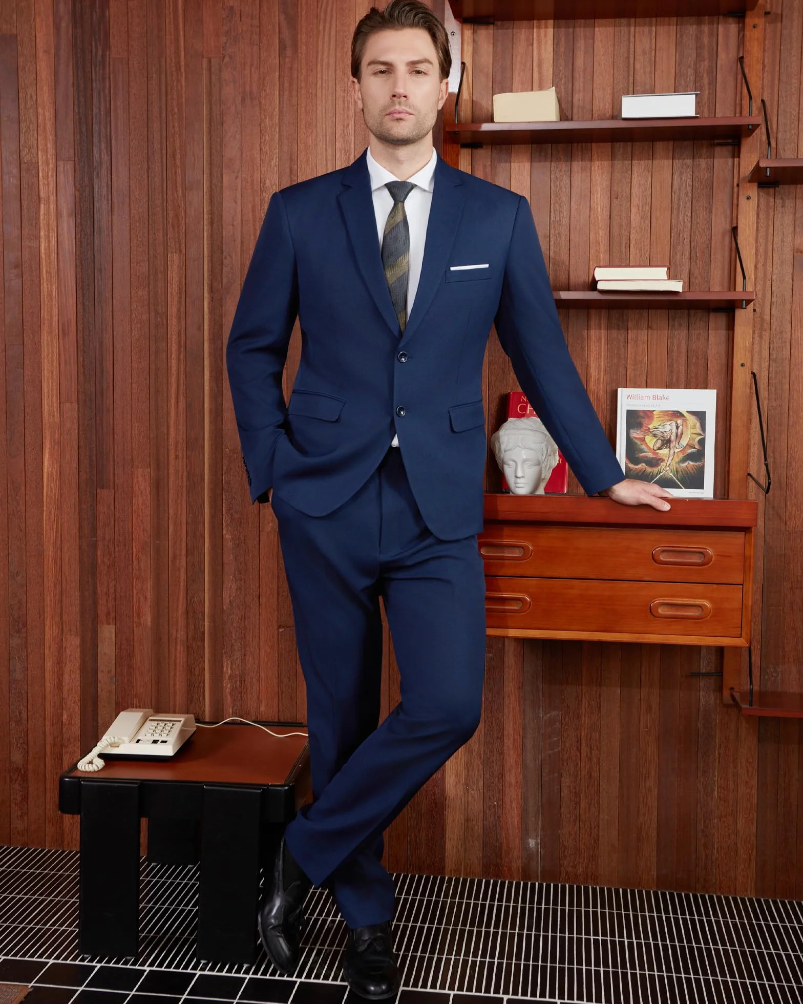 Garnitury męskie 2-częściowy krój slim fit marynarka z dwoma guzikami kurtka i spodnie formalny garnitur zestaw na ślub, biznes, biuro, imprezę