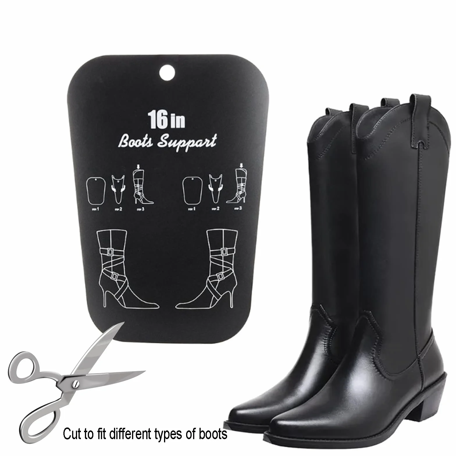 12 Sztuk Boot Shaper Board, wkładek w kształcie butów, wkładki formujące kozaki, czarne napinacze do butów, stojak z tworzywa sztucznego, wysokie podparcie butów (16 cala)