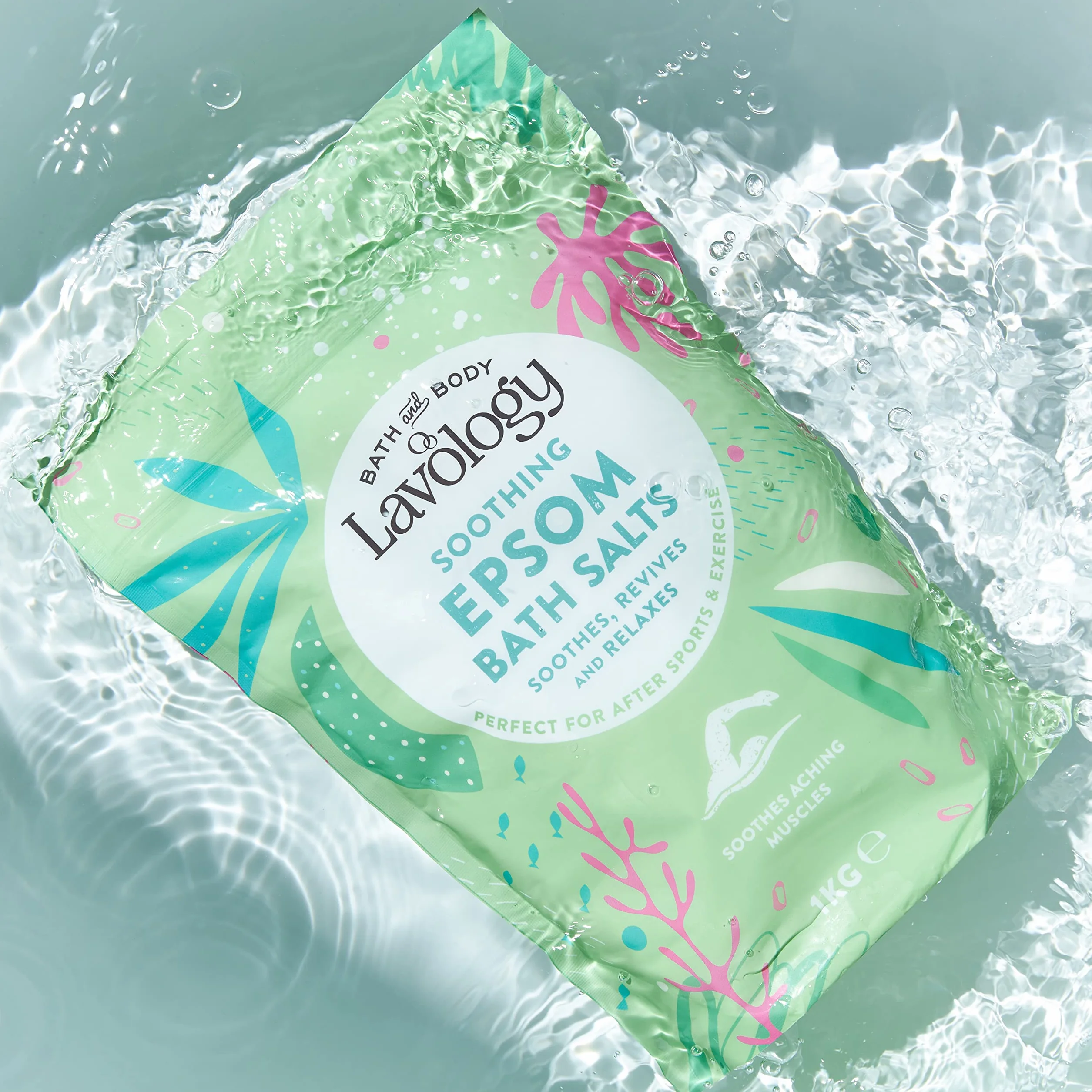 Lavology Epsom sól do kąpieli, wszystkie naturalne składniki, kojące, relaksujące, 1 kg