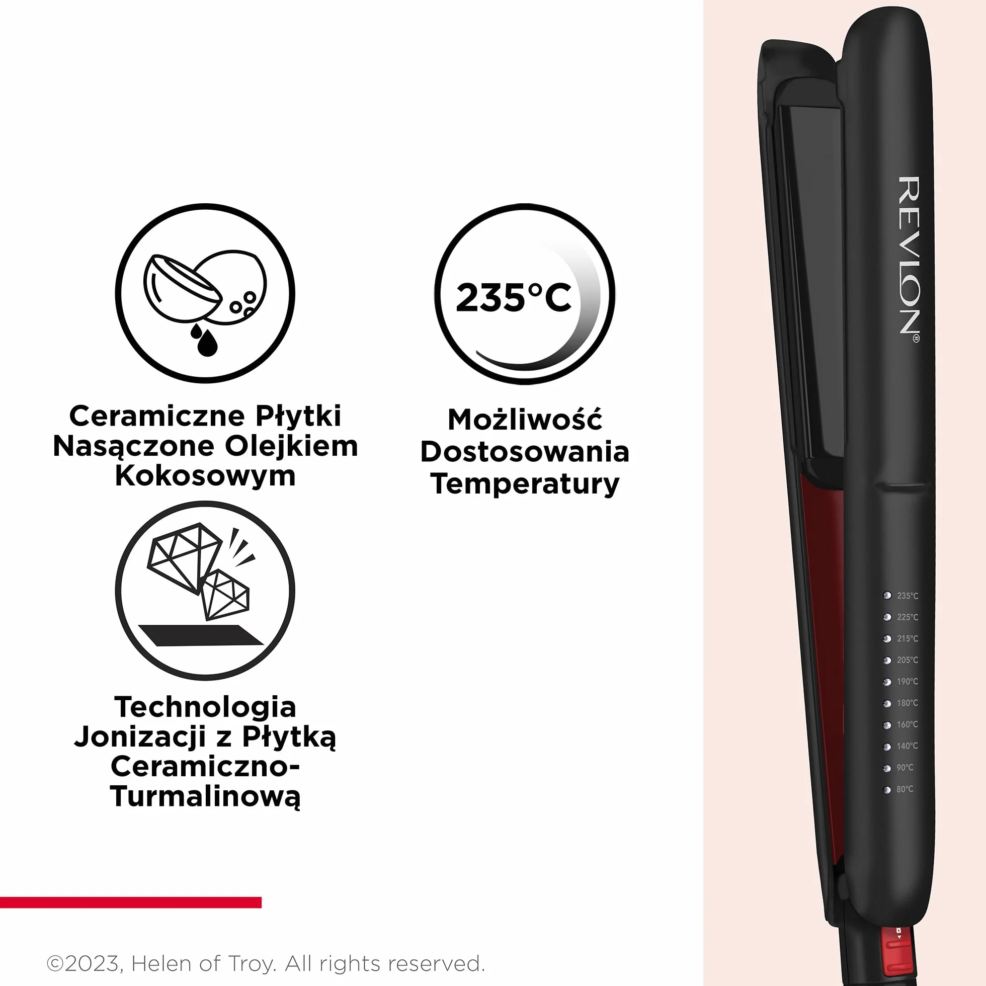 Revlon Smoothstay Hair Straightener 25mm Triple-Coated Ceramic Plates Floating Plates Customizable Temperature 235°C Travel Pouch