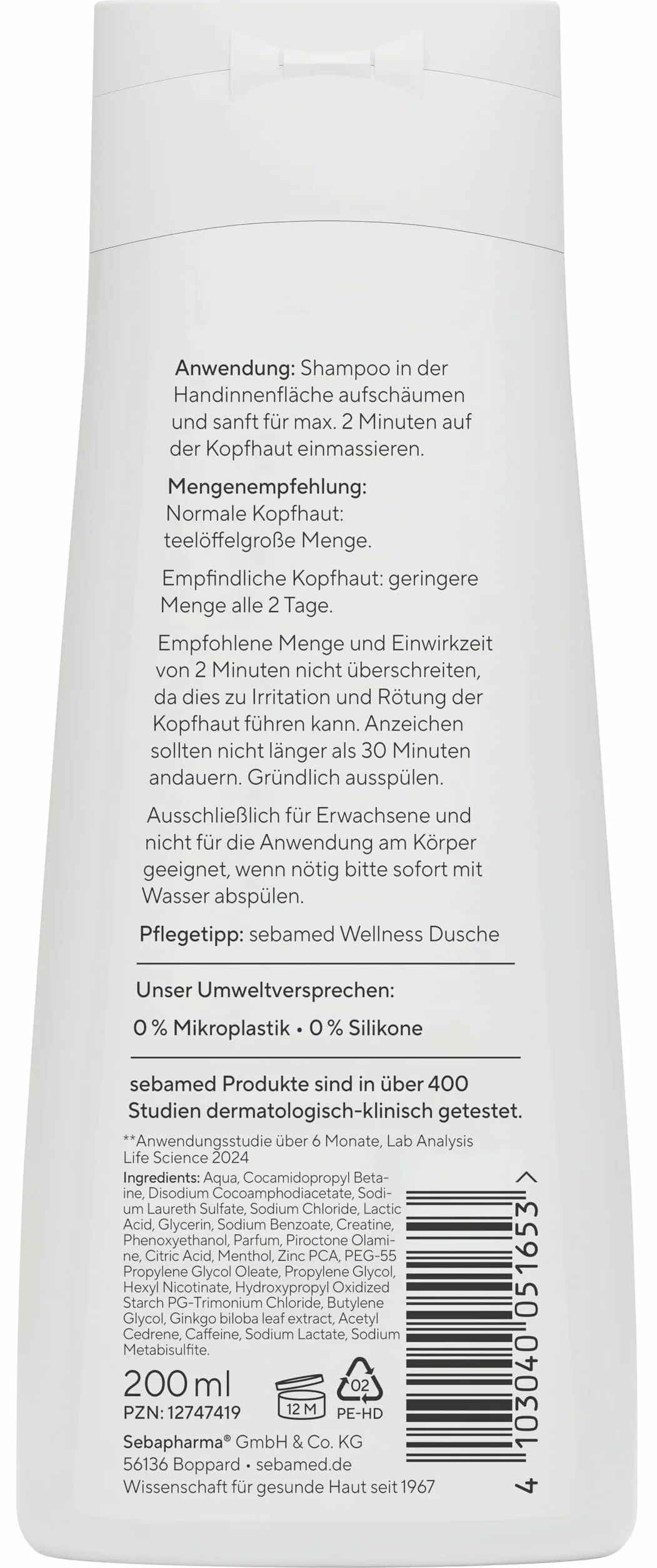 Sebamed Szampon przeciw wypadaniu włosów, szampon przeciw wypadaniu włosów, dla mocnych i zdrowych włosów, wspomaga wzrost i aktywuje cebulki włosów, odpowiedni dla mężczyzn i kobiet, 200 ml