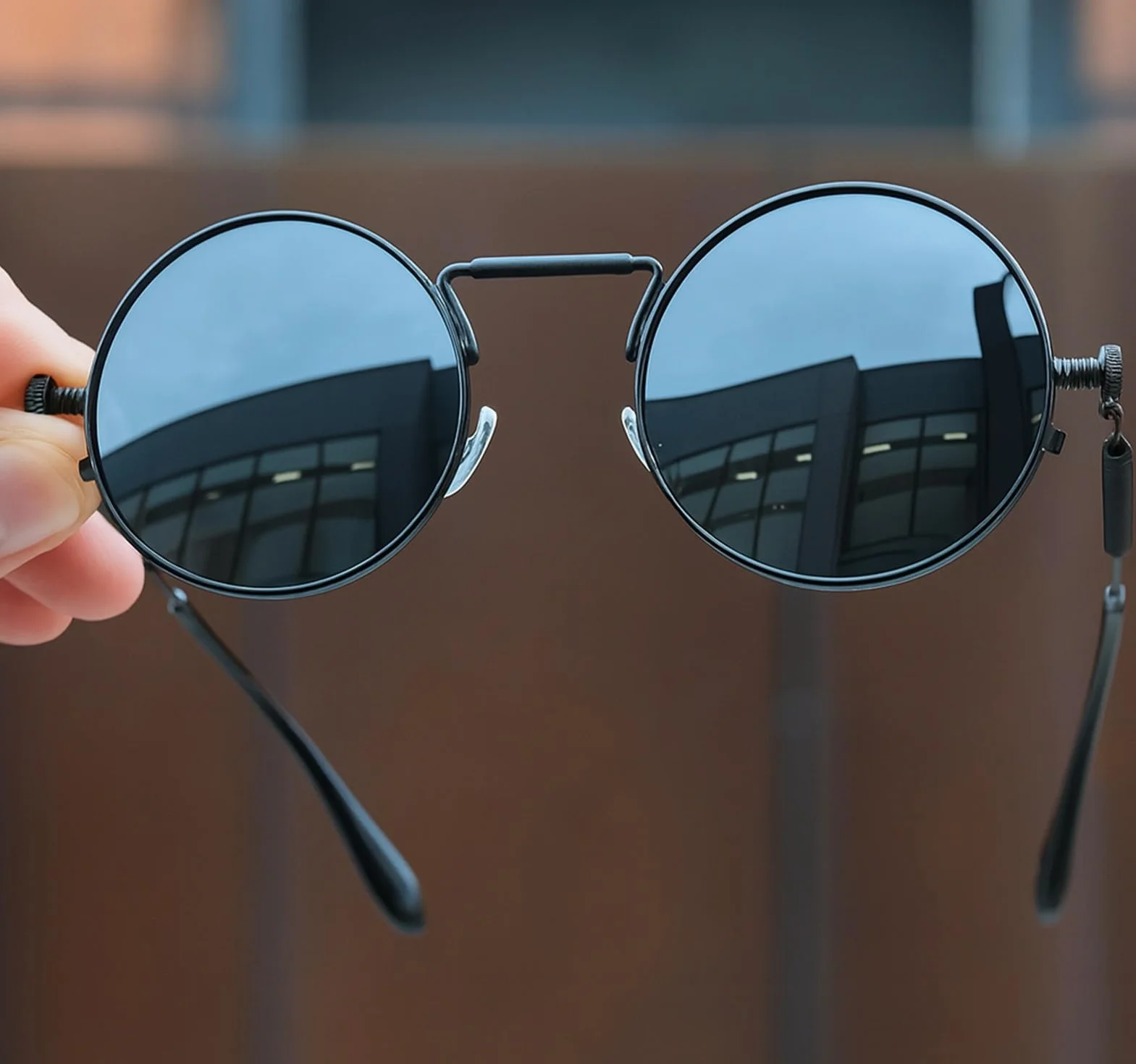 KINGSEVEN OKULARY przeciwsłoneczne Lenon Steampunk Okrągłe Lenonki