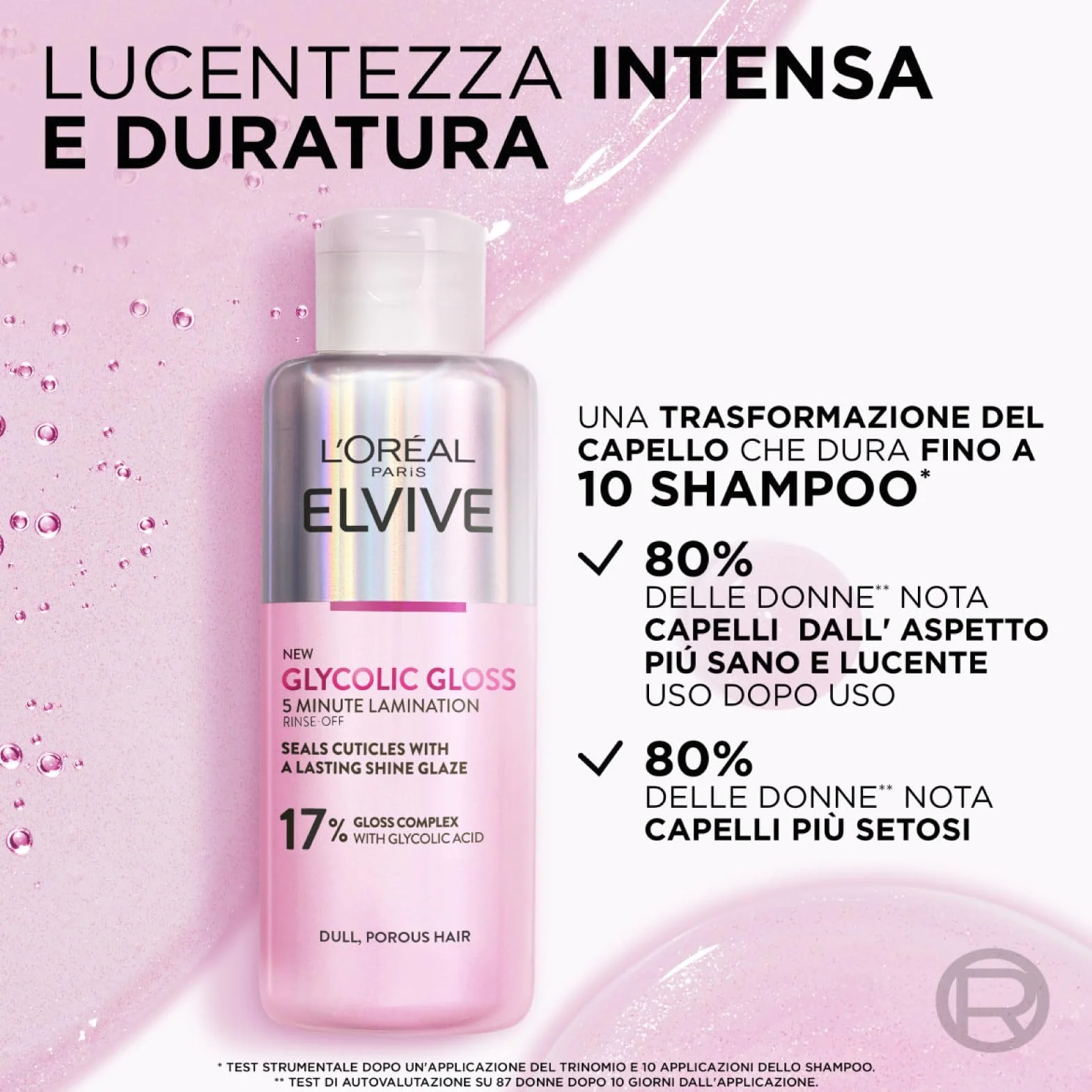 L'Oréal Paris Elseve Elvive Glicolic Gloss odżywka 150 ml szampon 200 ml serum bez płukania 150 ml zabieg laminowania 200 ml zestaw 4 butelki