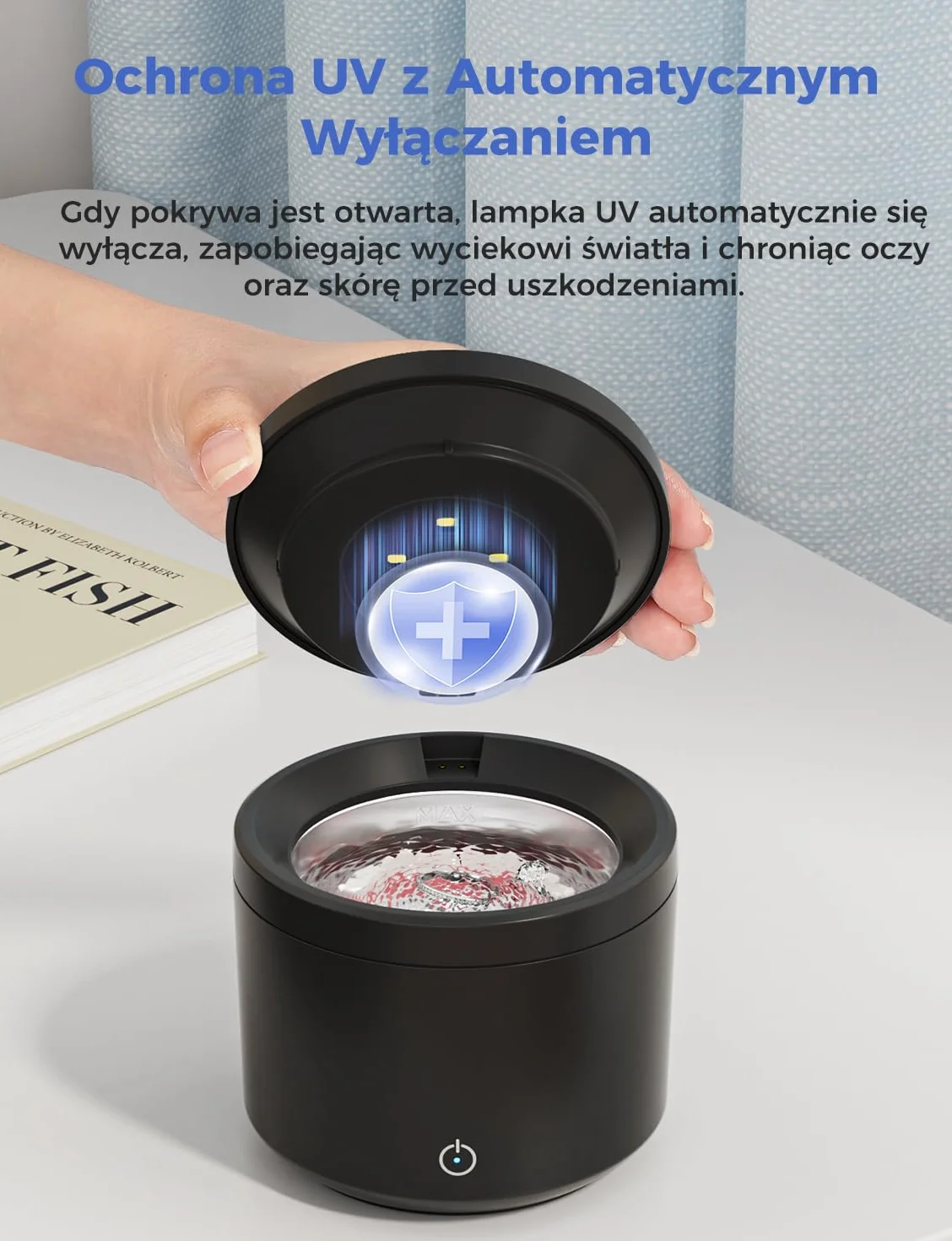 Myjka Ultradźwiękowa 48000Hz, 200ml Czyszczenie Ultradźwiękowe, Czyścidelko do Aparatu Ortodontycznego z Lampą UV, do Protez/Aparatów Ortodontycznych/Nakładek Jubilerskich, Czarny