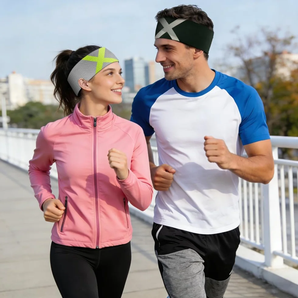 Flintronic Opaska na czoło dla mężczyzn, opaska na czoło damska, sportowa, oddychająca, sportowa opaska na czoło, dla kobiet i mężczyzn, szybkoschnąca opaska na głowę do odwracania
