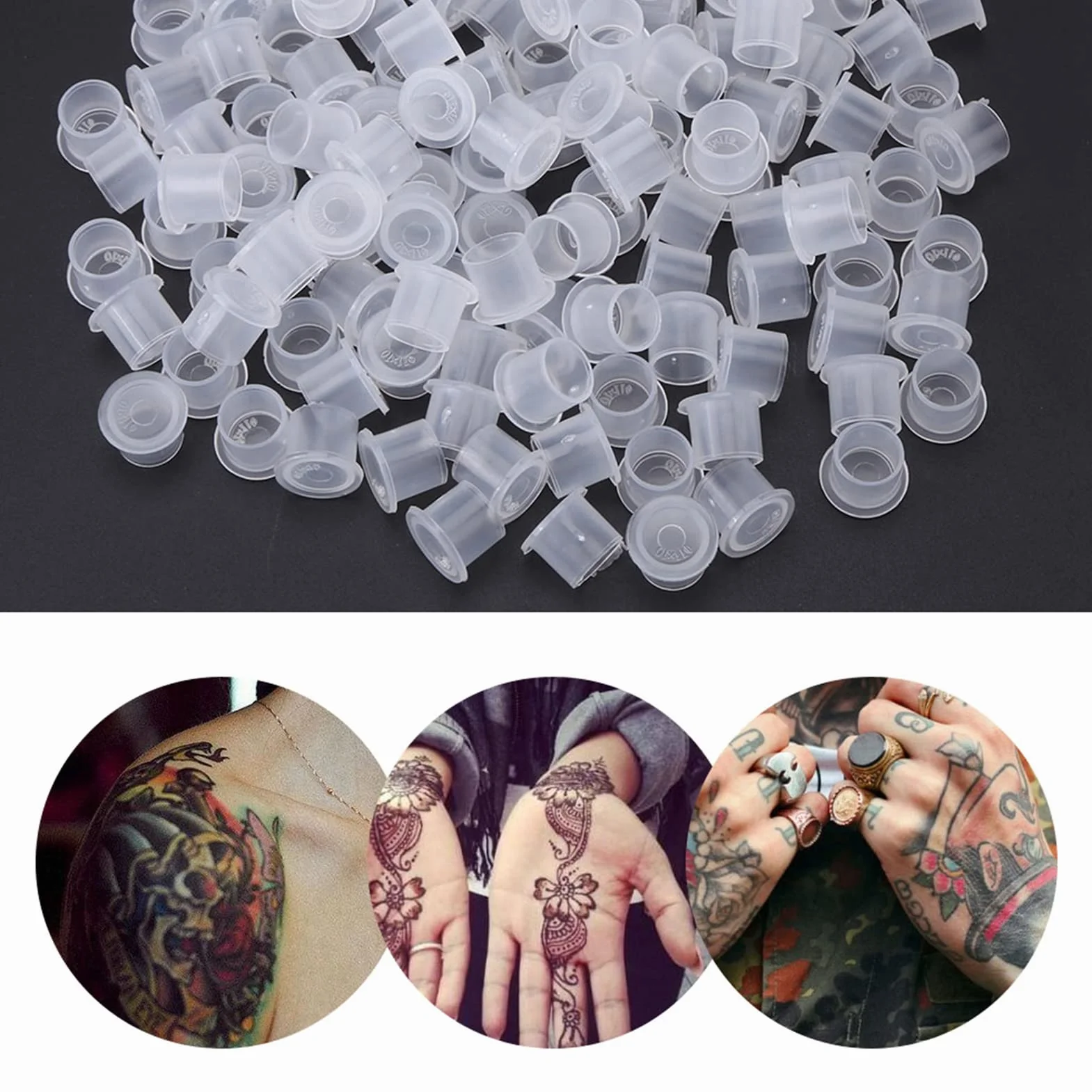 1000 sztuk tatuaż nasadka tatuaż kolorowe czapki kubki tusz do tatuażu czapka kubek atrament pigmentowy pojemnik na tusz pojemnik na tusz do tatuażu brwi Nail Art zestaw kosmetyków 11m