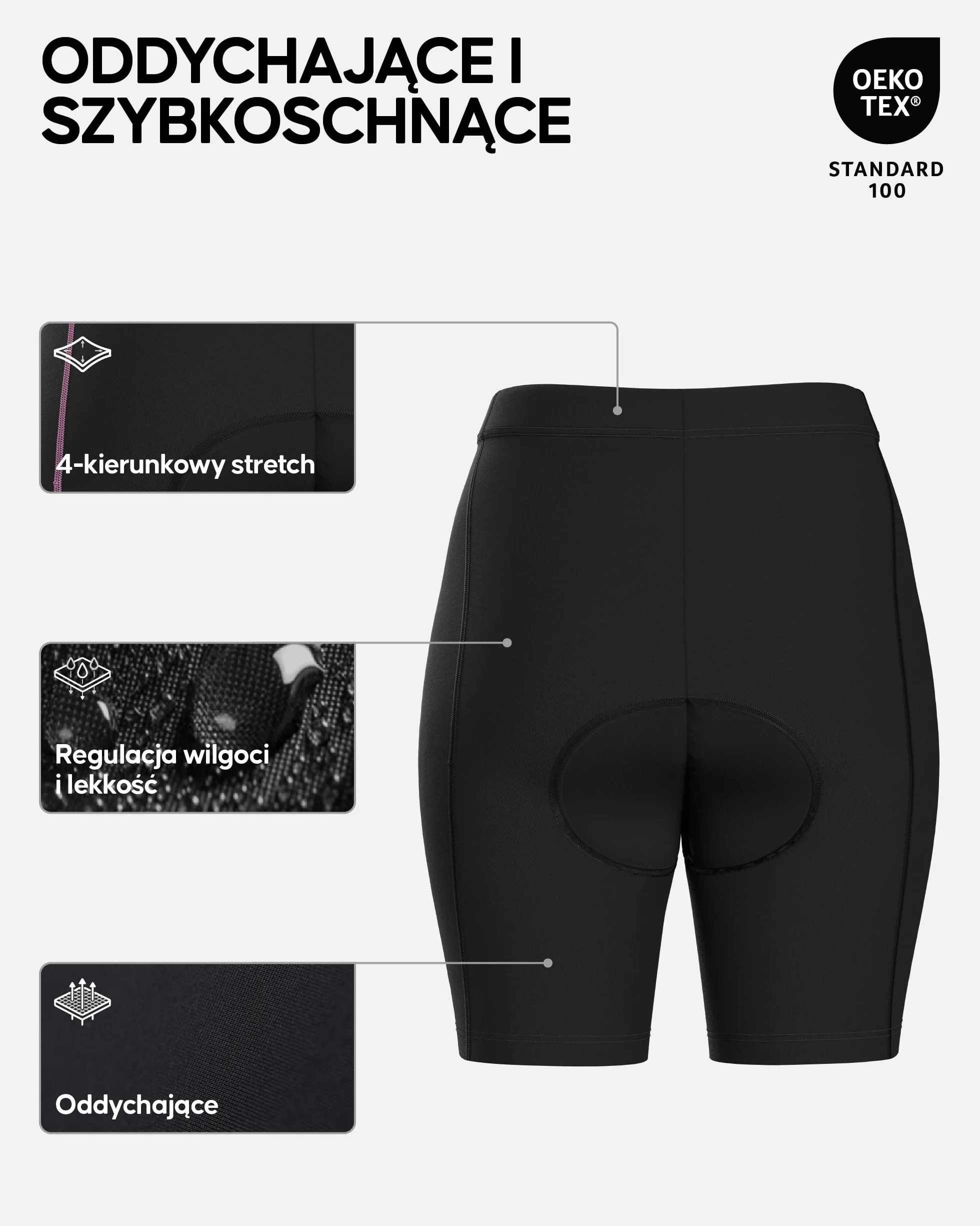 Spodenki Rowerowe Damskie, z Amortyzującą Wkładką 3D Chamois, Oddychające Szorty Kolarskie, Szybkoschnące, Profesjonalne, Elastyczne, Lekkie, do Spinningu, Kolarstwa Górskiego, Wyścigów Szosowych, 1-Pak