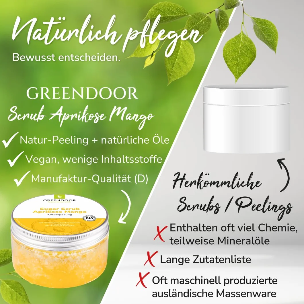 GREENDOOR Peeling do ciała Sugar Scrub Morele Mango z prowitaminą A 230 g