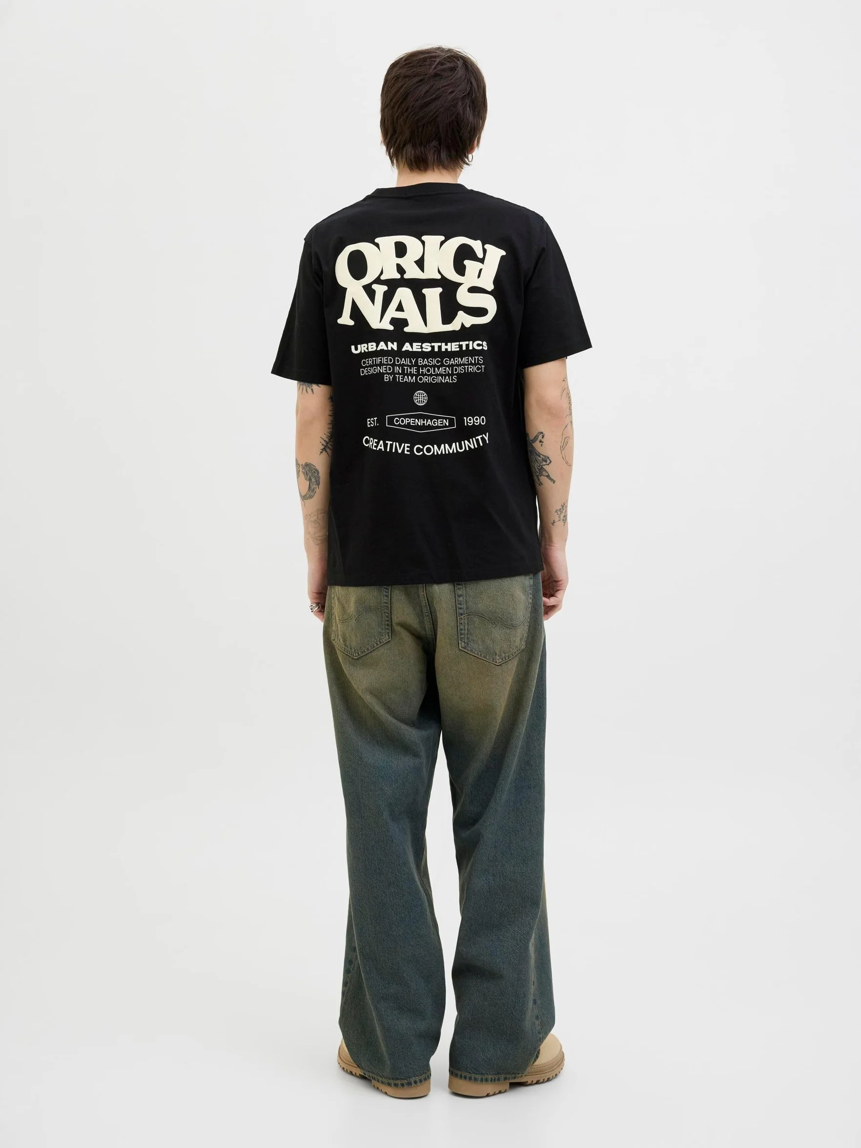 JACK & JONES Męskie Jortavira Type Back Teess Crew Neck Oc25, czarny, L