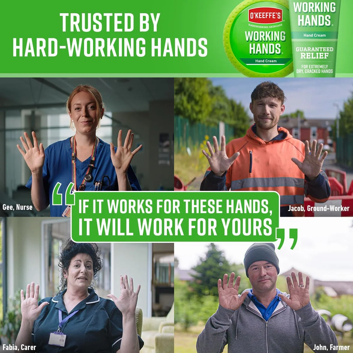 O'Keeffe's Working Hands - Zestaw 2 pojemników na krem do rąk do ekstremalnie suchych i pękniętych rąk, natychmiast zwiększa zawartość wilgoci, tworzy warstwę ochronną i zapobiega