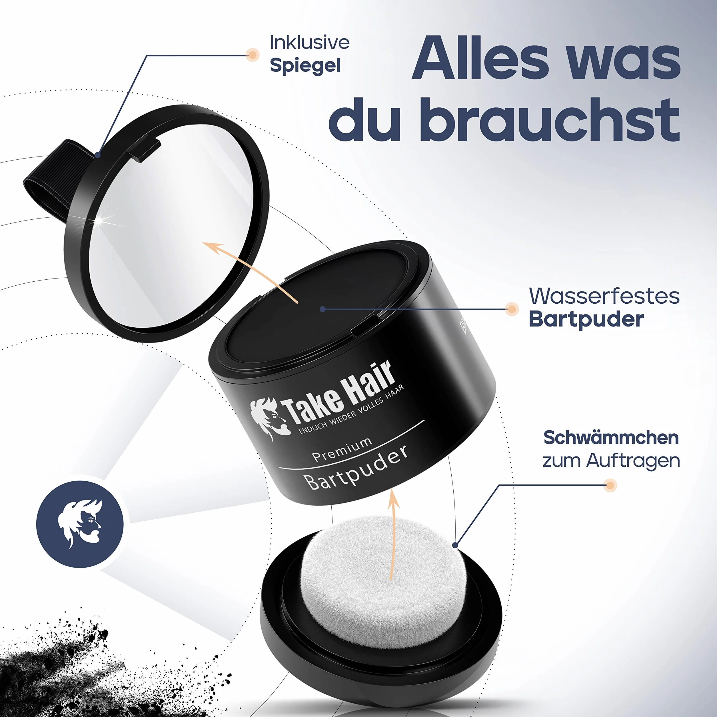 Zagęszczacz do brody Hair Take puder wodoodporny 4 g czarny
