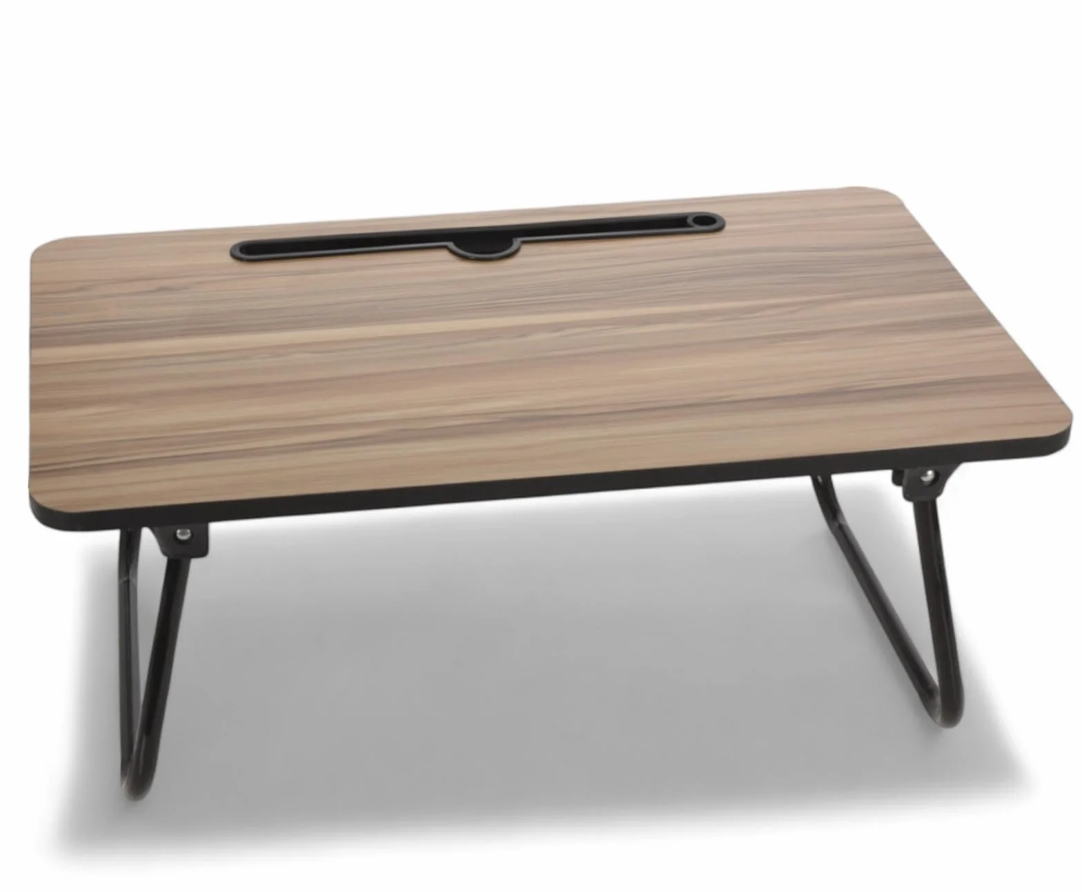MIJOMA Taca na łóżko o wyglądzie drewna, składany stół do serwowania z miejscem na tablet, 52 x 30 x 21 cm, składane metalowe nóżki, wszechstronny i praktyczny