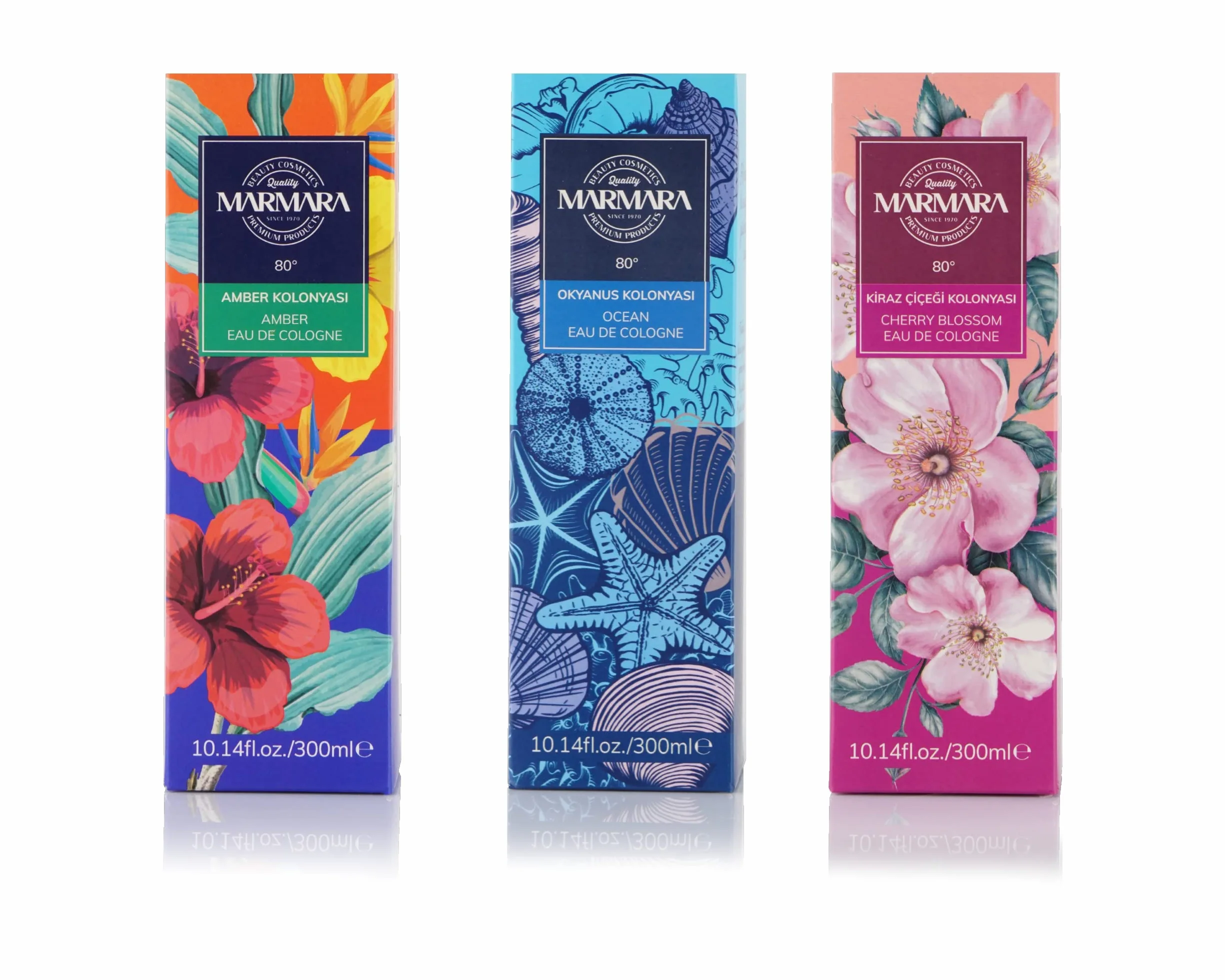 MARMARA Beauty woda kolońska z kwiatami wiśni 300 ml – alkohol 80° – odświeżający zapach dla kobiet – woda zapachowa dla kobiet – odświeża chłód – świeżość i kwiaty – EDC Women – woda kolońska