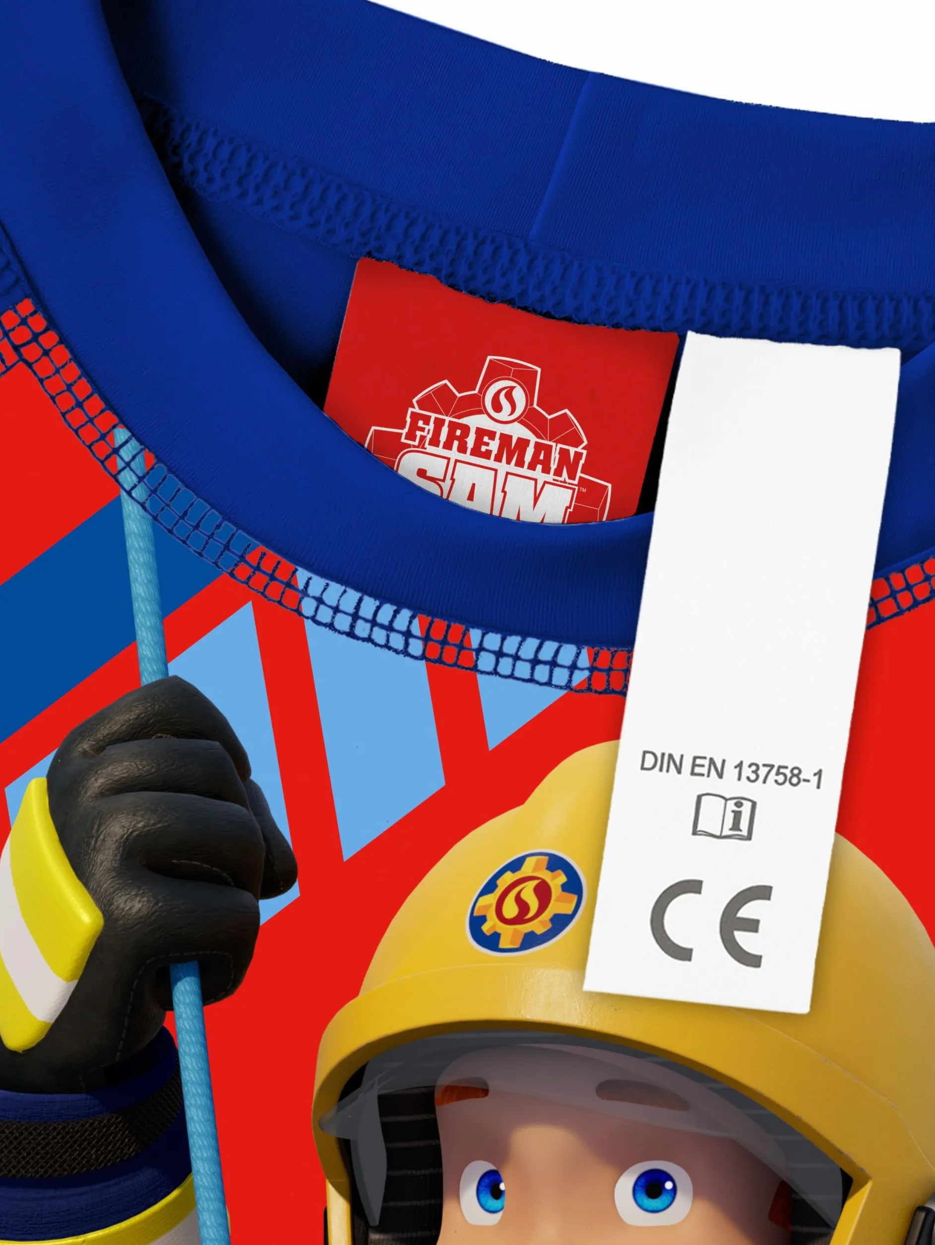 United Labels Strażak Sam dwuczęściowy, ochrona przed promieniowaniem UV 30, dla chłopców, niebieski, moda kąpielowa dla dzieci, z koszulką i kąpielówkami, strój kąpielowy