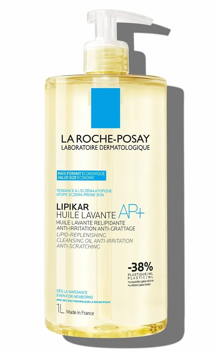 La Roche Posay, Lipikar AP+ Olejek do mycia ciała Anti-Iritation, Odżywiający i Nawilżający, Z Niacynamidem, odpowiedni do wrażliwych obszarów, dla skóry atopowej, 1 l