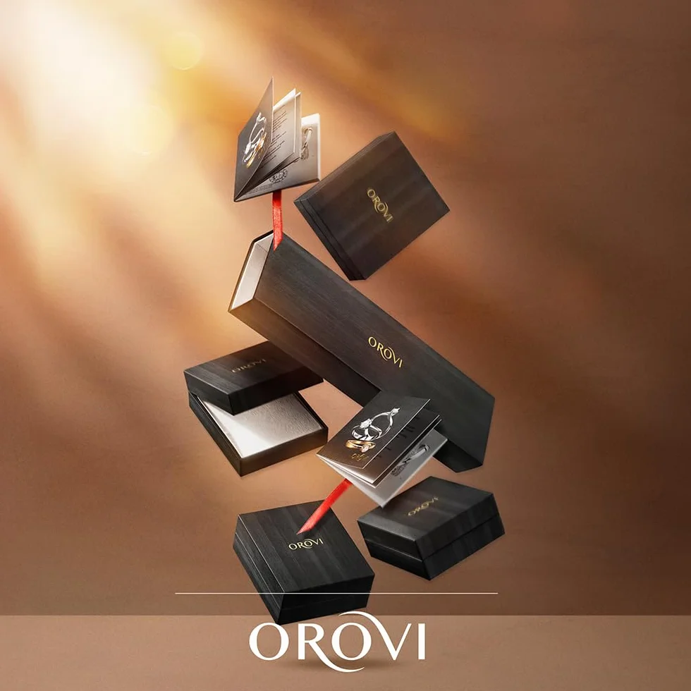 OROVI Łańcuszek złoty, 14 k (585) żółte złoto/białe złoto, 0,10 ct / 0,50 ct diament naszyjnik damski, złoty łańcuszek z wisiorkiem w kształcie diamentu, łańcuszek pancerka 45 cm, biżuteria damska