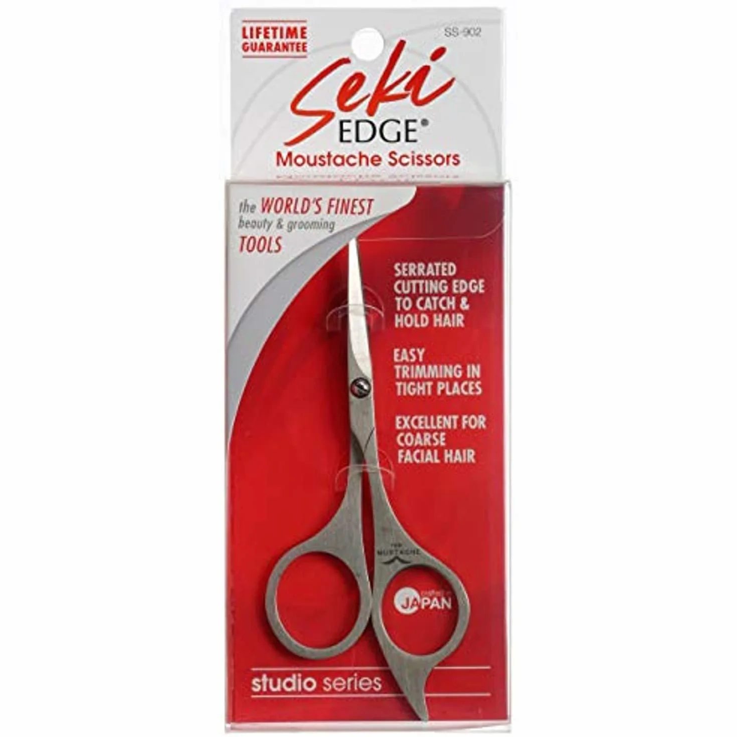 Seki EDGE SS-902 Nożyczki do brody i wąsów ze stali nierdzewnej 12,4 x 5,1 x 0,6 cm
